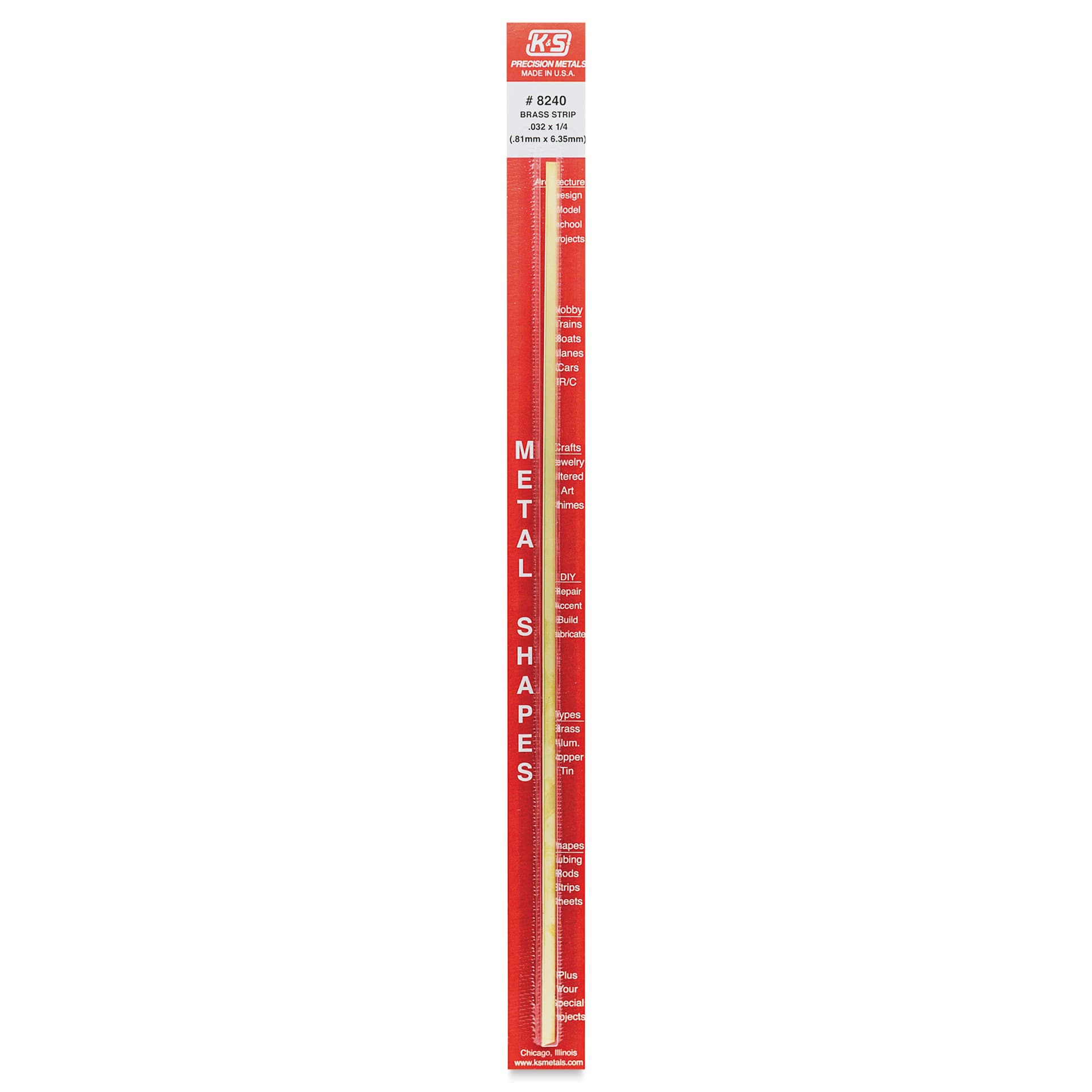 K&S Brass Strips - 0.032" x 1/4" (In package)