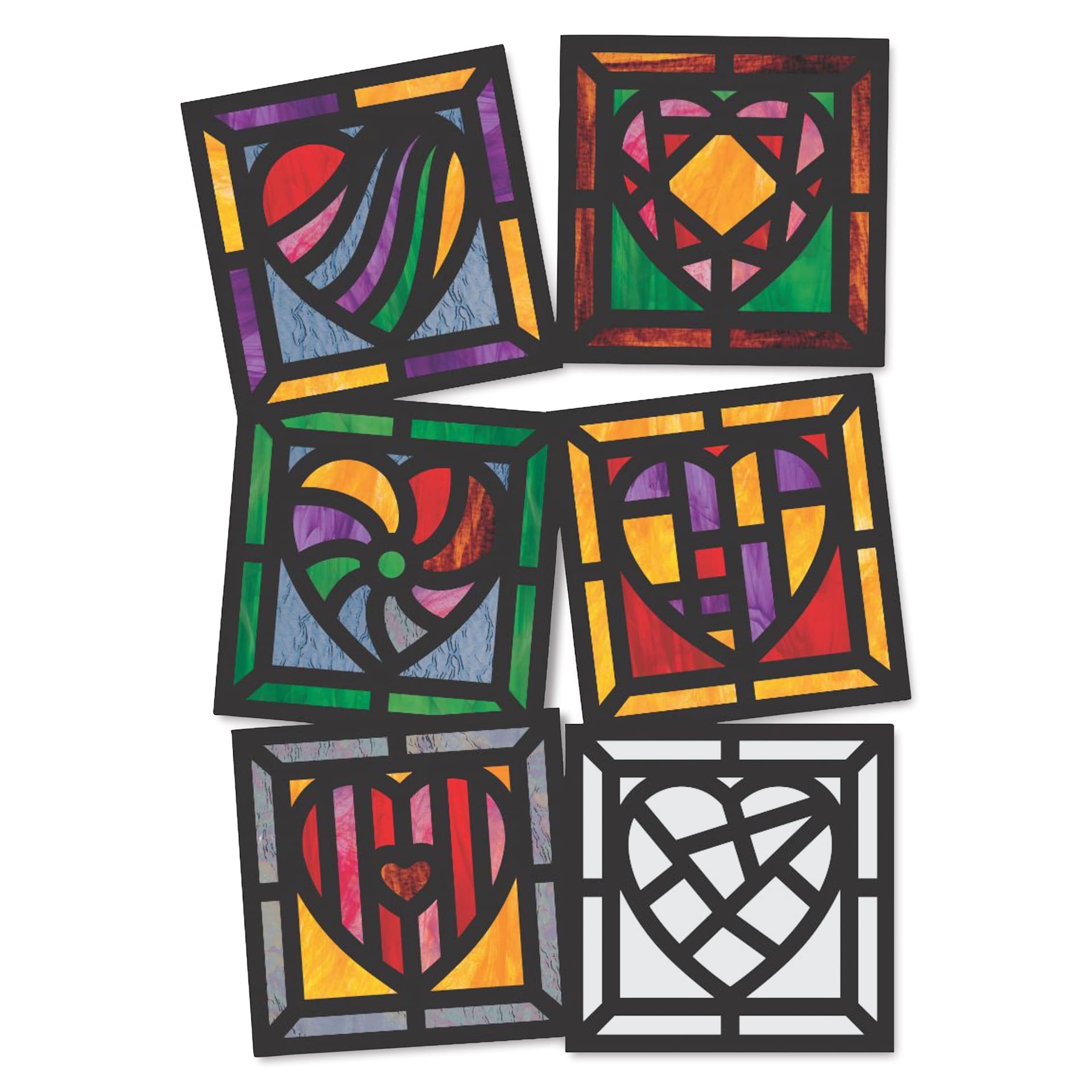 Roylco Stained Glass Frames Pack - Hearts