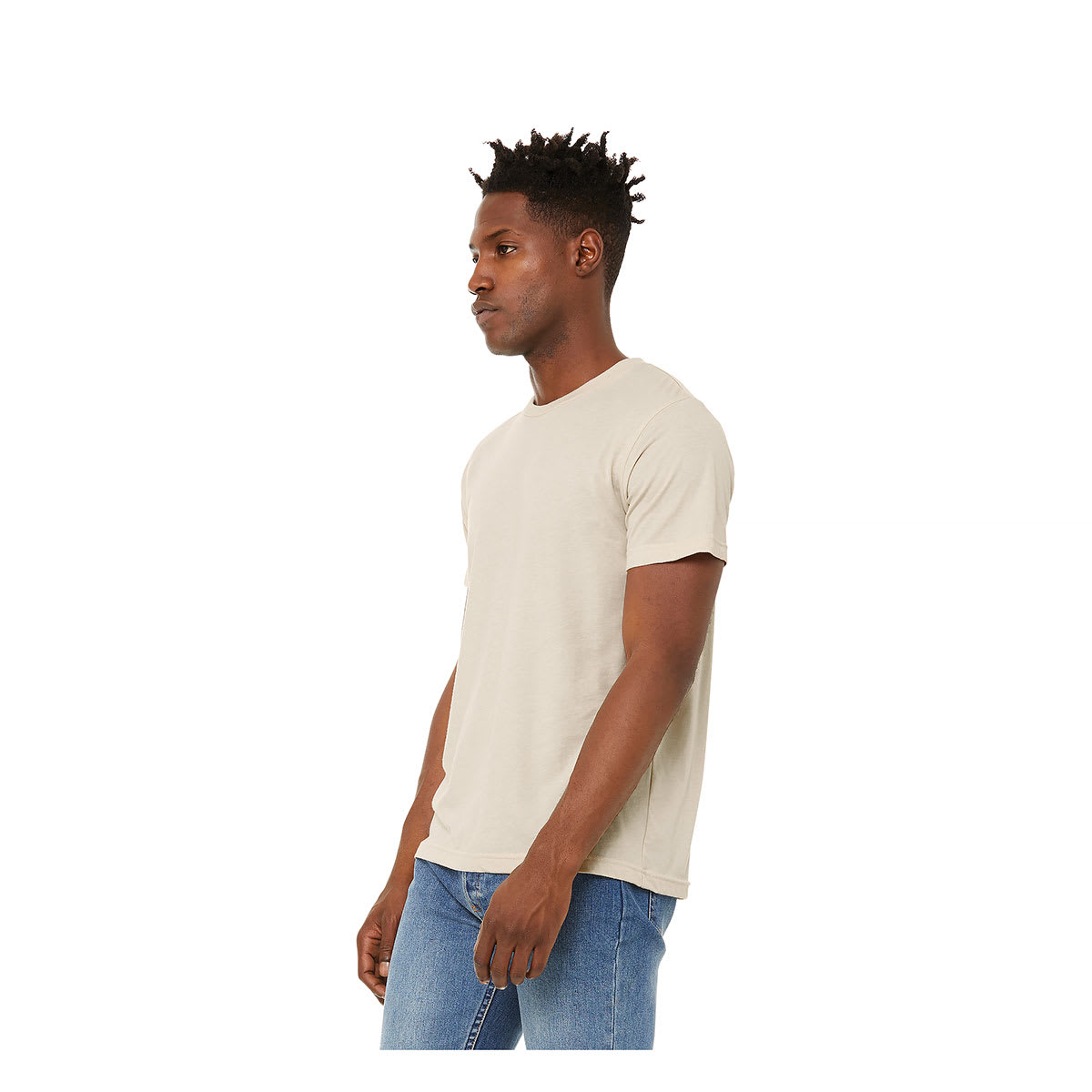 Bella Canvas Unisex T-shirt - Dust Heather, Large - on person