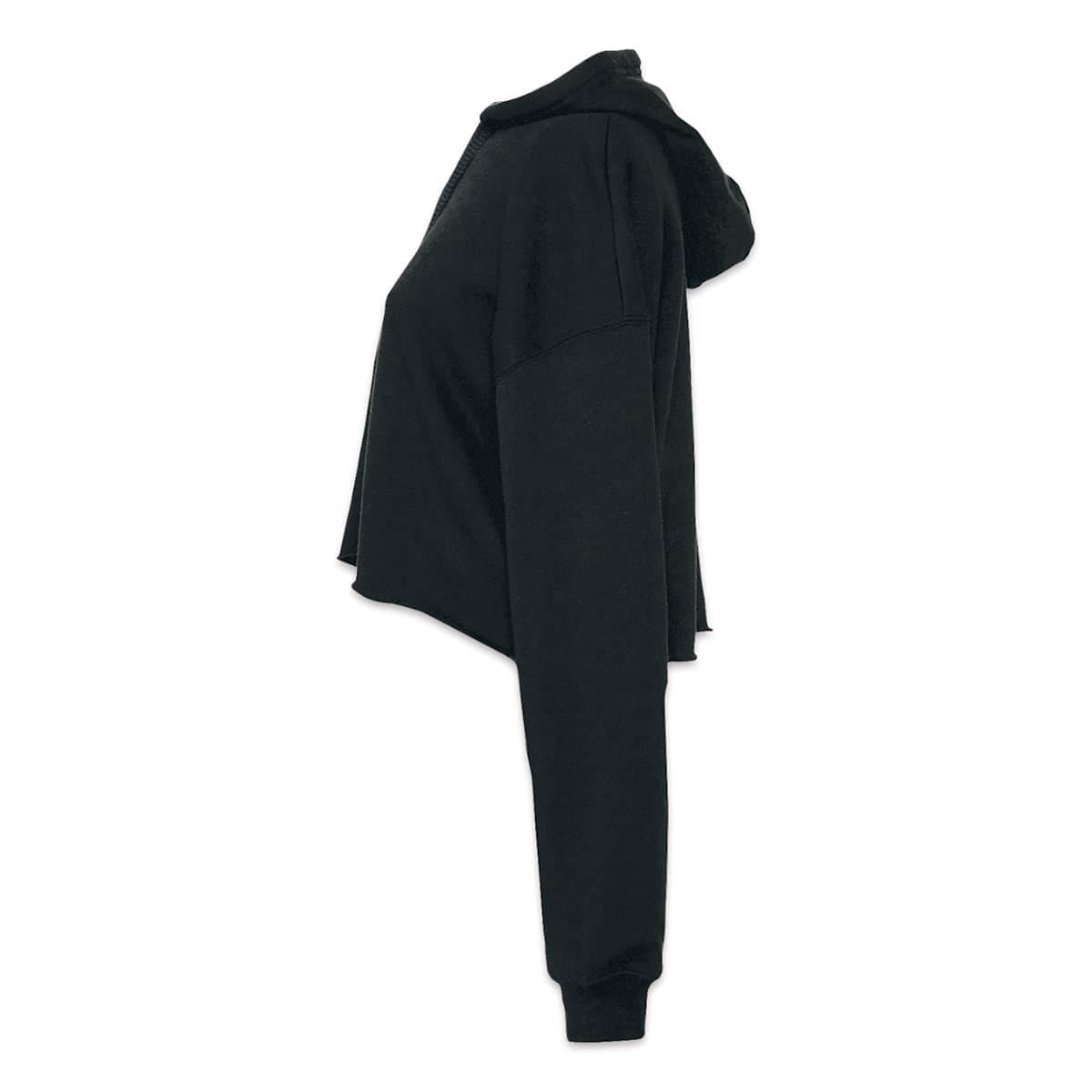 Bella Canvas Cropped Fleece Hoodie - Side view of Black hoodie