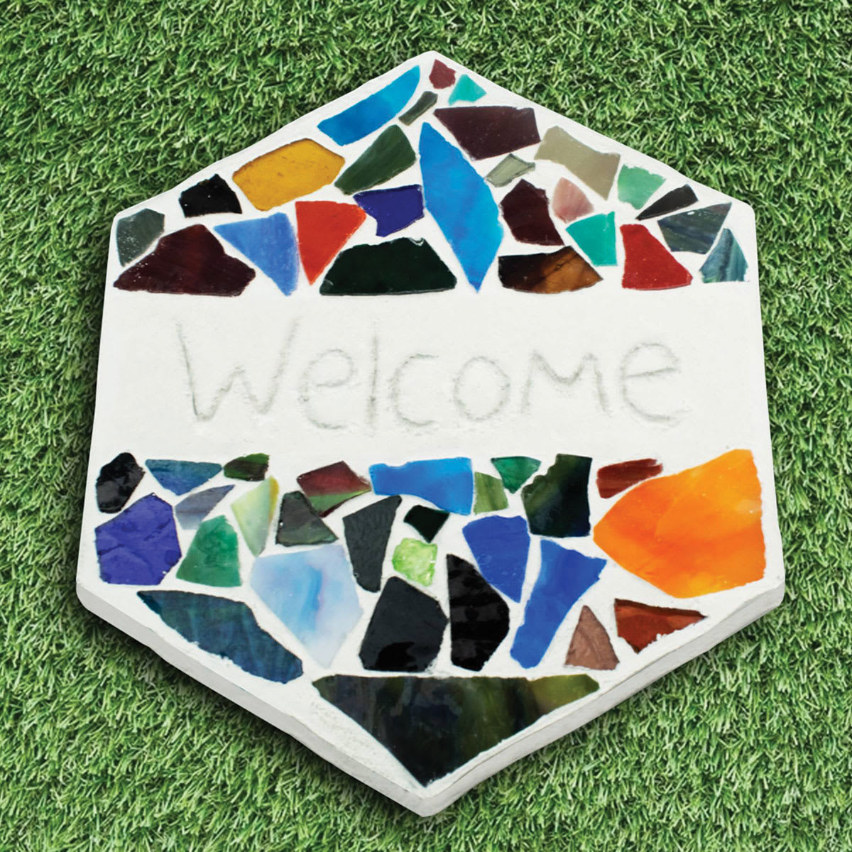 Diamond Tech Stepping Stone Mold - Sample Artwork, Hexagon