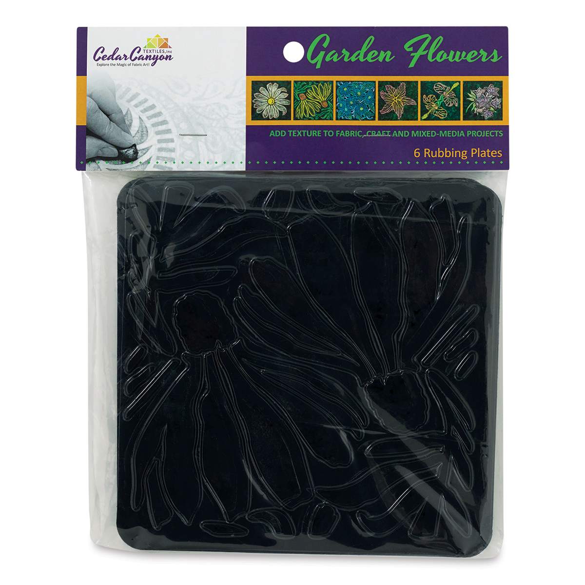 Cedar Canyon Rubbing Plates - Front view of package of Garden Flowers design plates