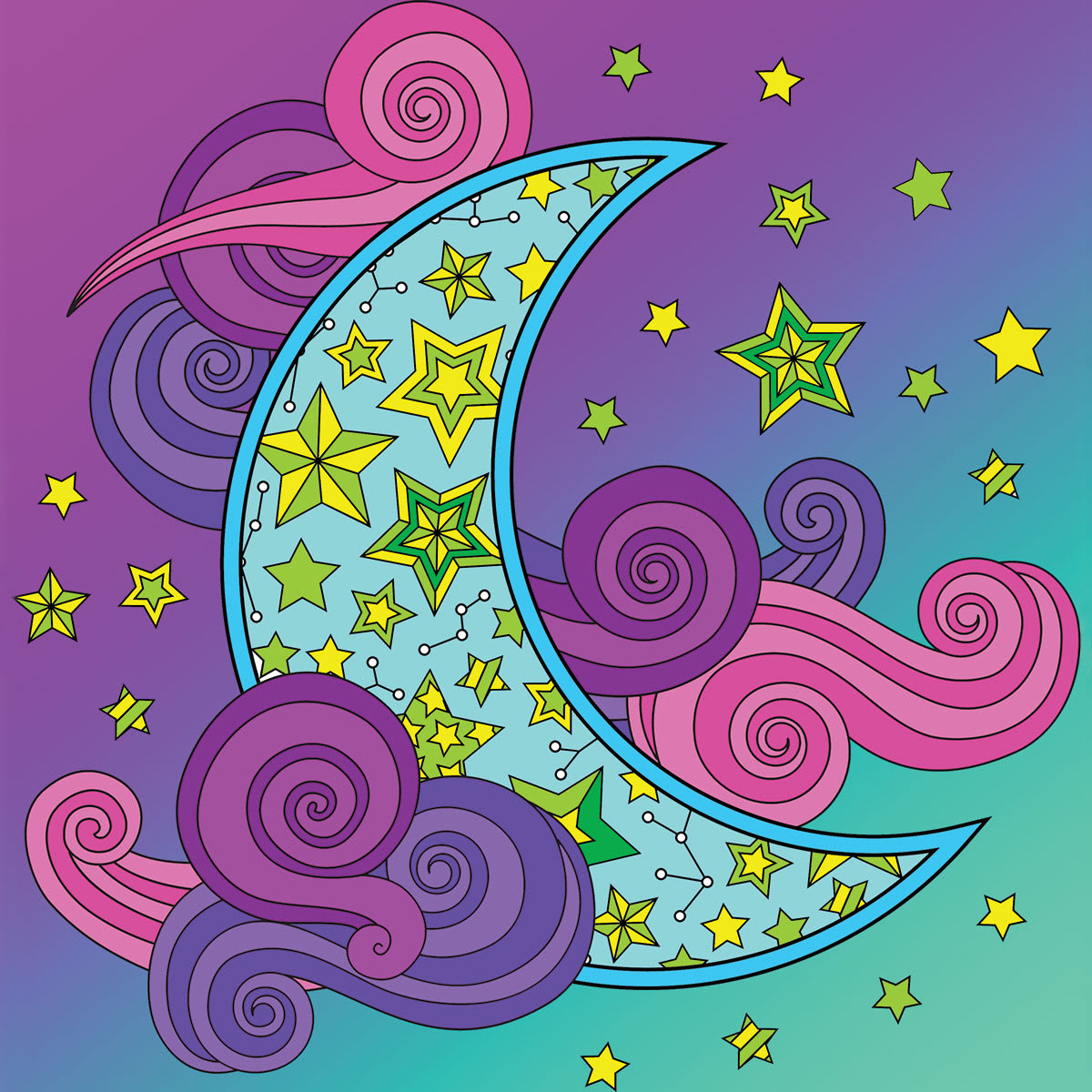 Royal & Langnickel Canvas Art Painting Kits - Completed Moon painting example
