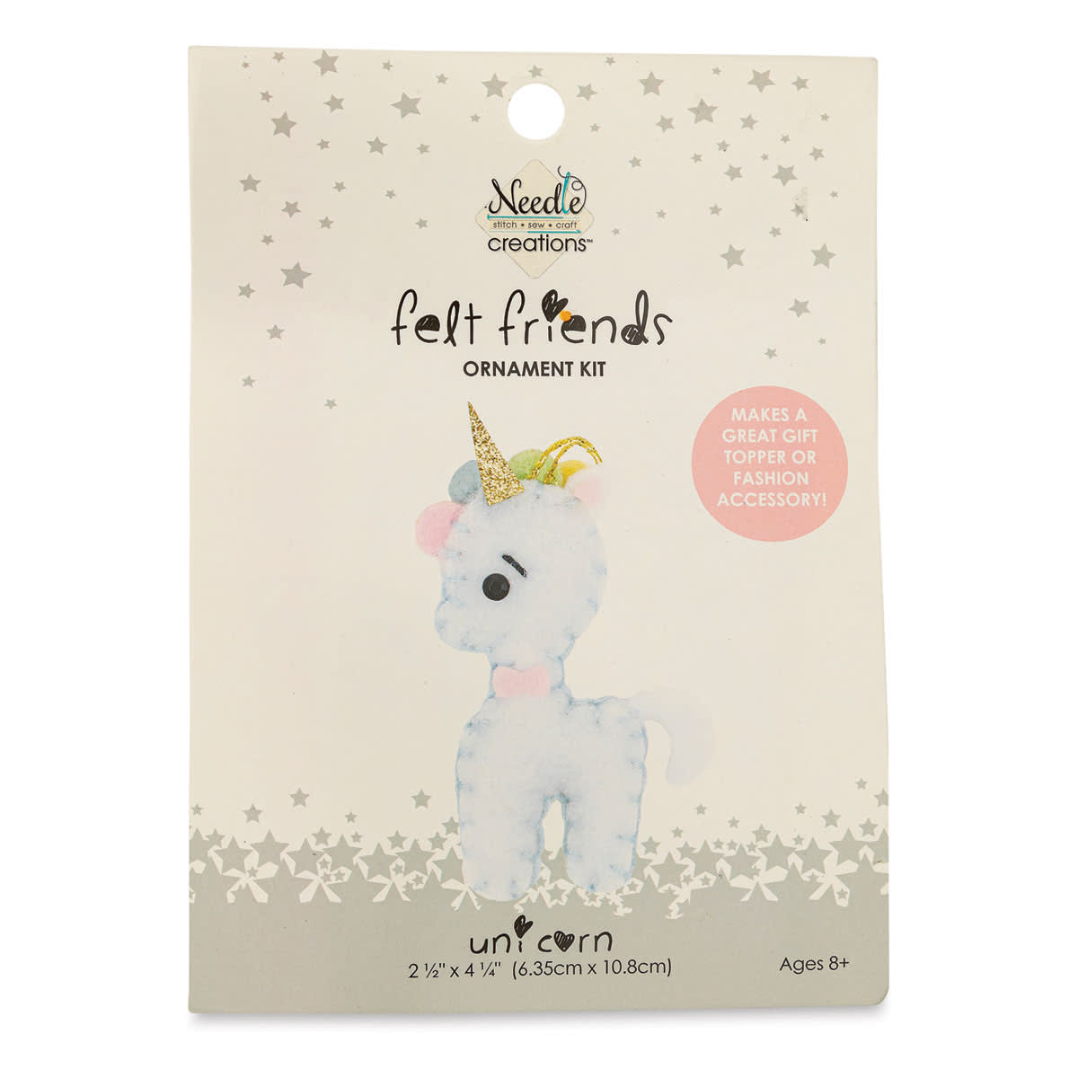 Needle Creations Felt Friends Unicorn Ornament Kit - Front of package