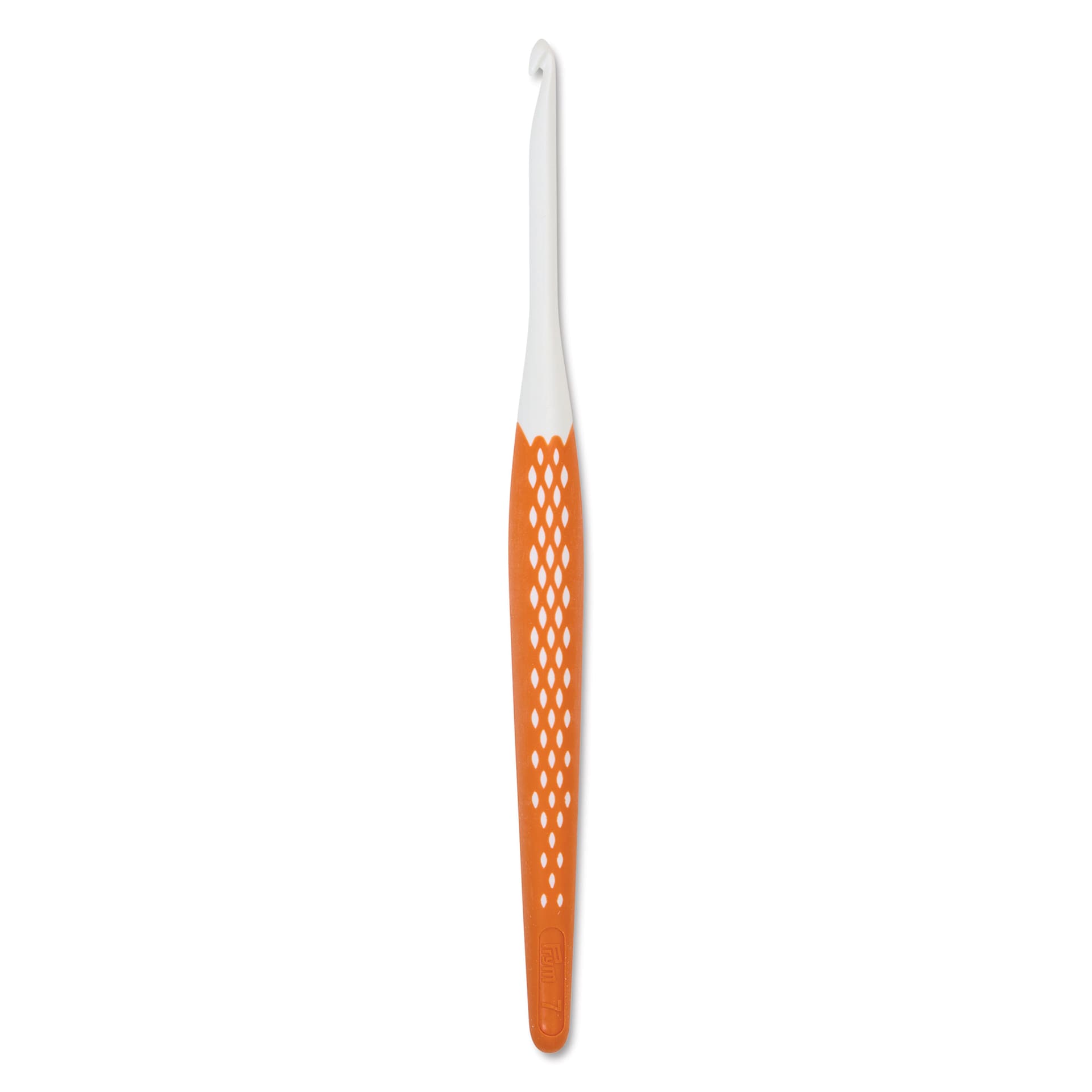 Prym Ergonomics Crochet Hook - 7, hook in upright position outside of the packaging