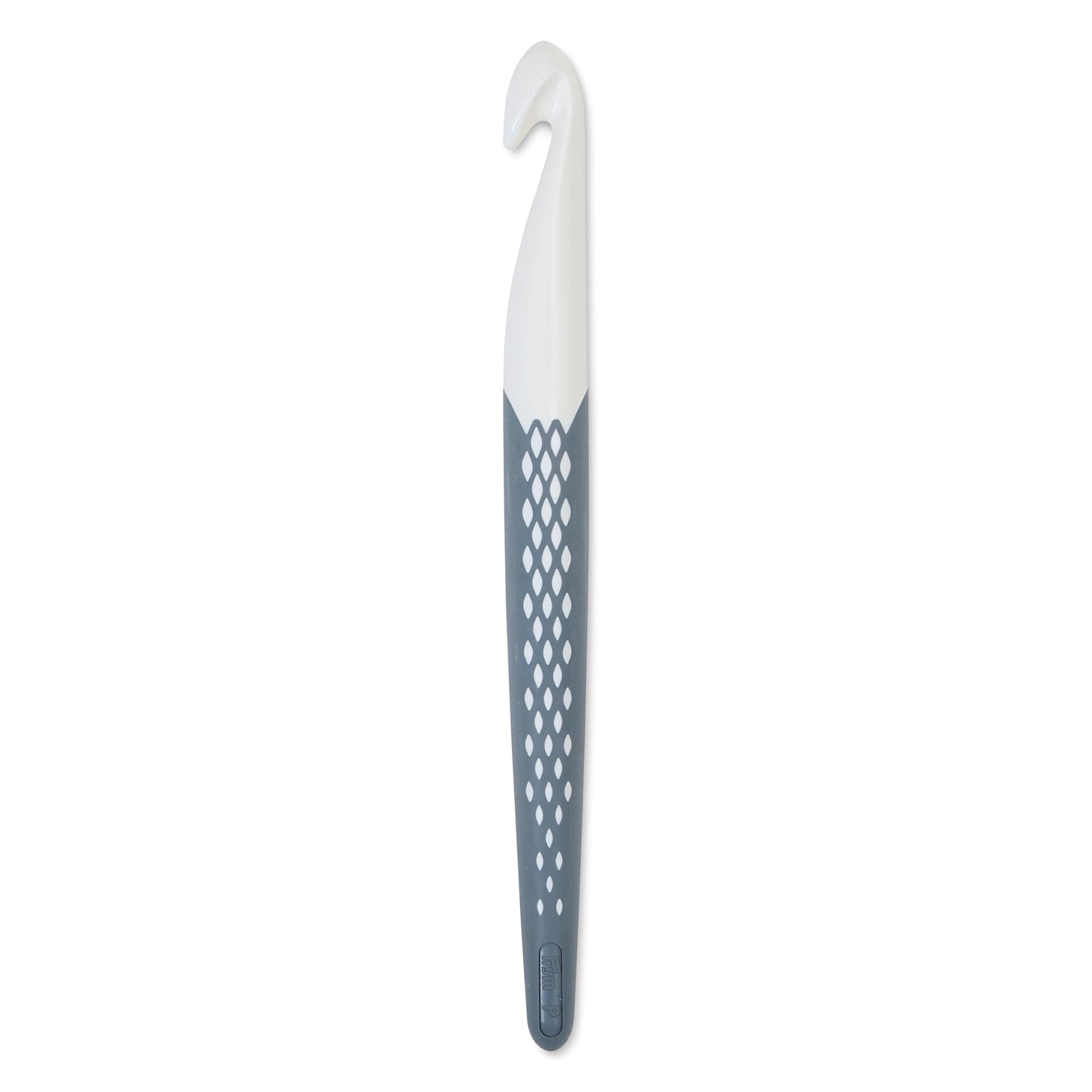 Prym Ergonomics Crochet Hook - P, hook in upright position outside of the packaging
