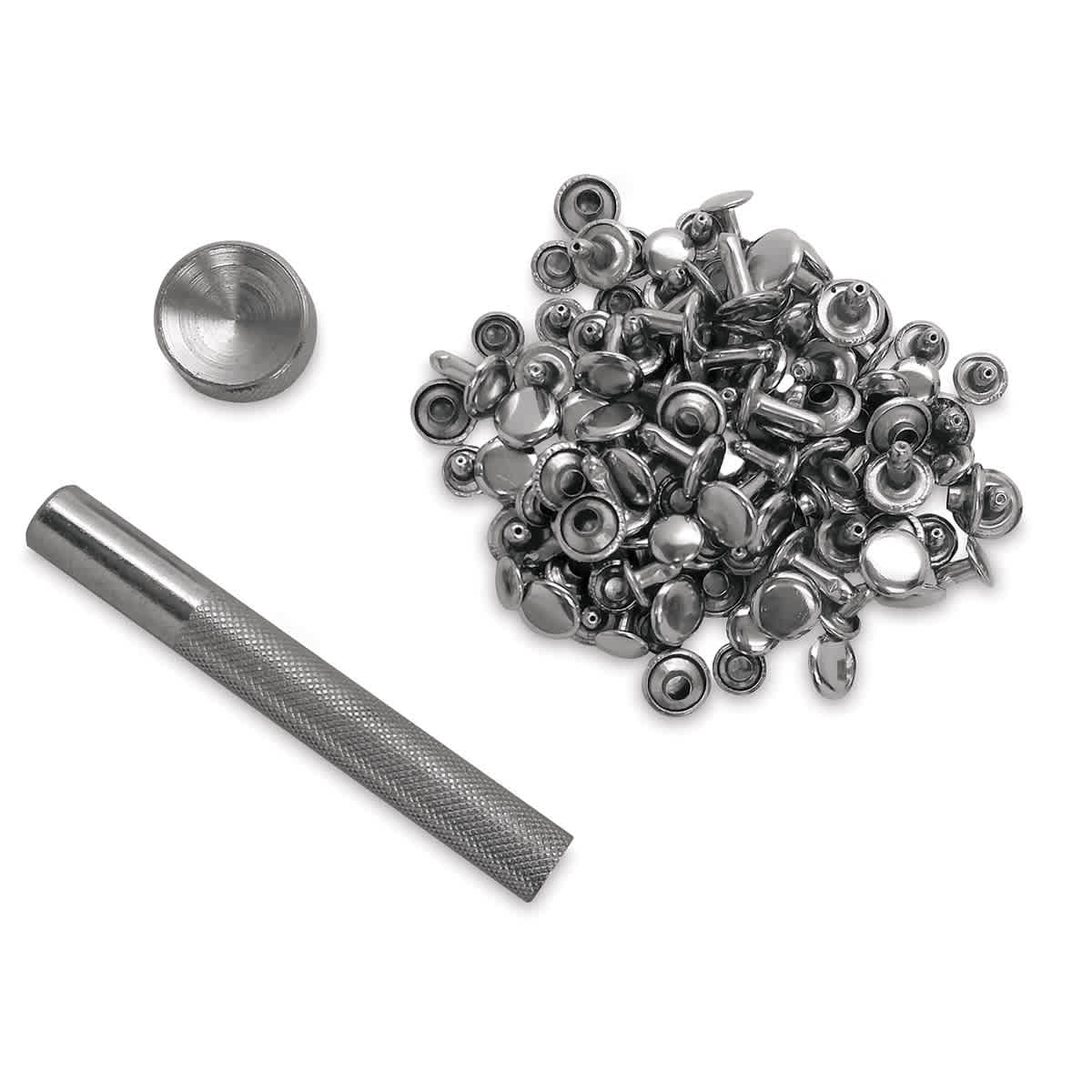 Realeather Rivet Setter Kit - Rivet, setter, and anvil shown
