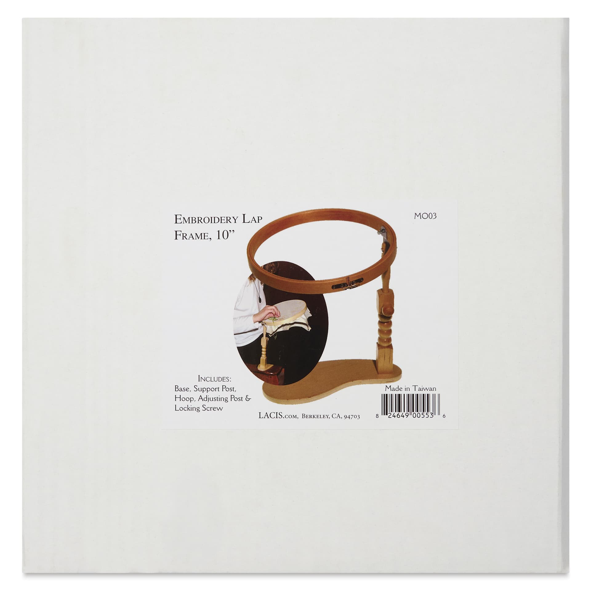 Lacis Sit-On Embroidery Lap Frame - 10" Dia. - packaging