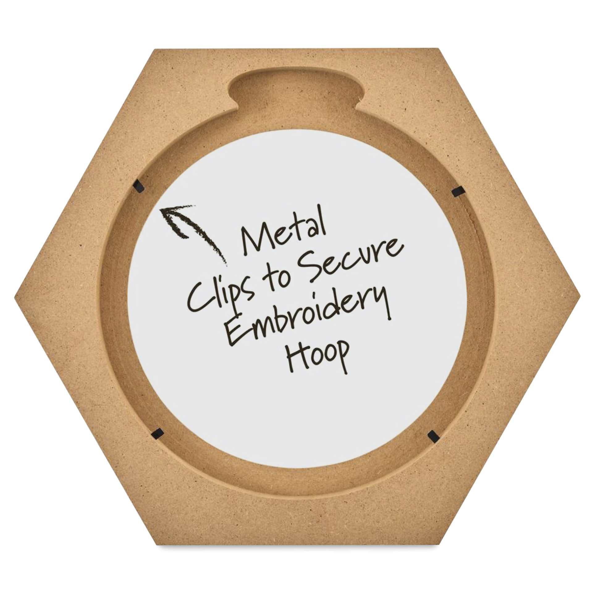 Bucilla Embroidery Hoop Frame - Hexagon, 8" - metal clips to secure embroidery hoop
