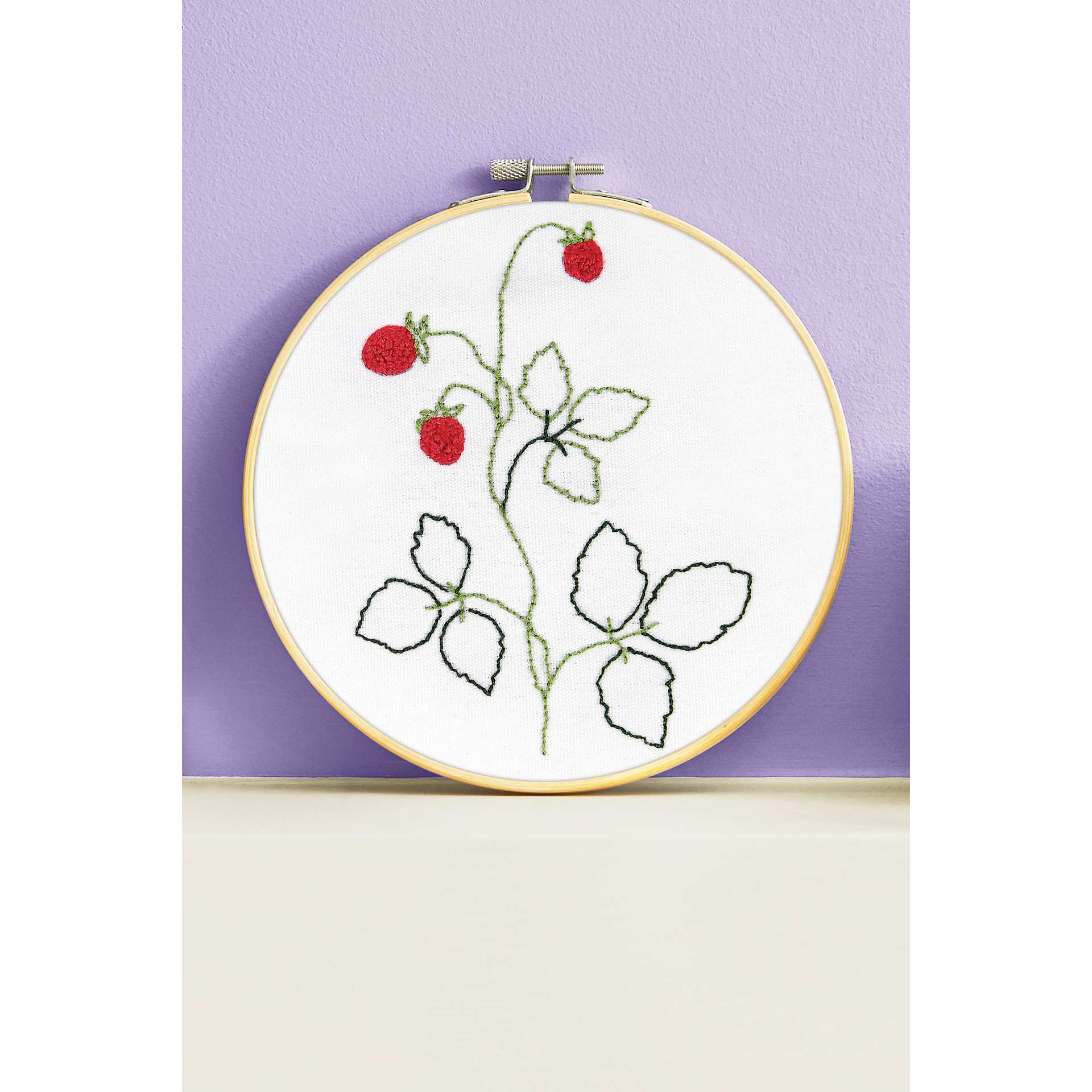 DMC Learning Fine Punch Needle Kit - finished example on display