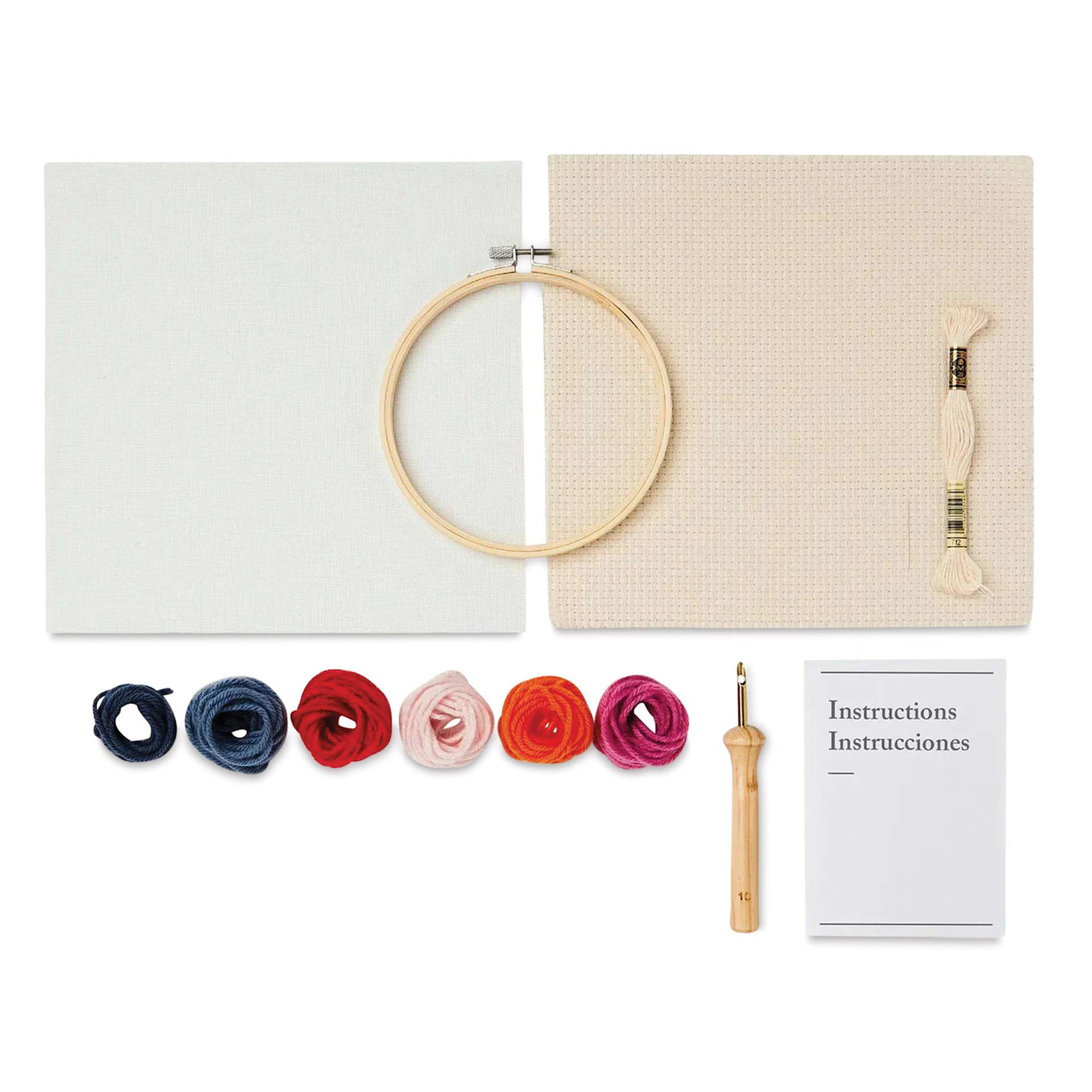 DMC Mindful Making Beginner Punch Needle Kit - Gentle Flowers - contents