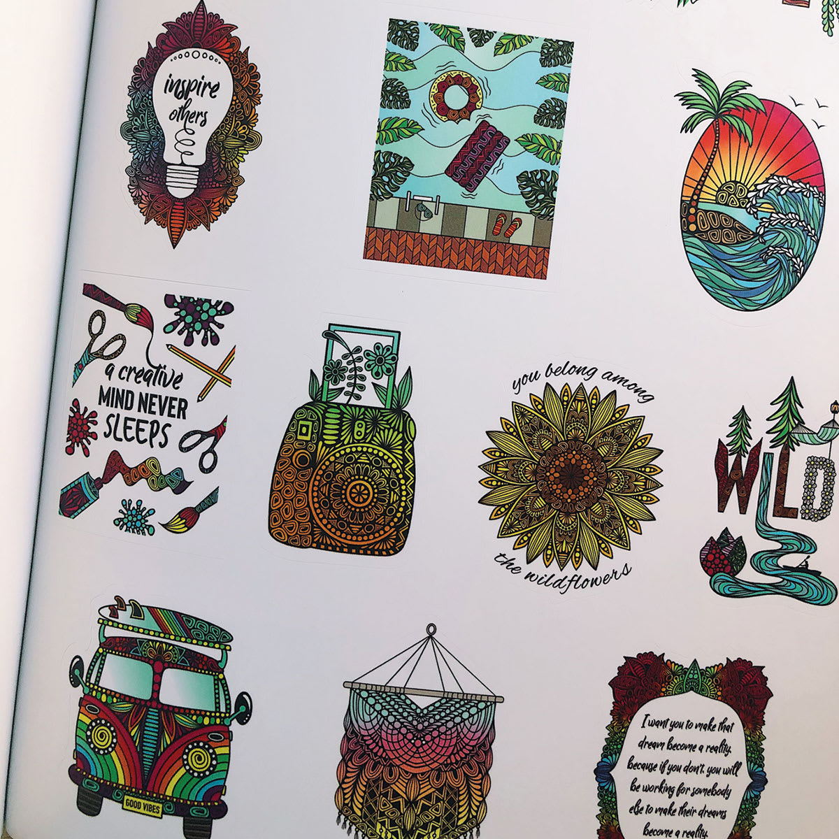 Dream in Color Coloring Book (included stickers)