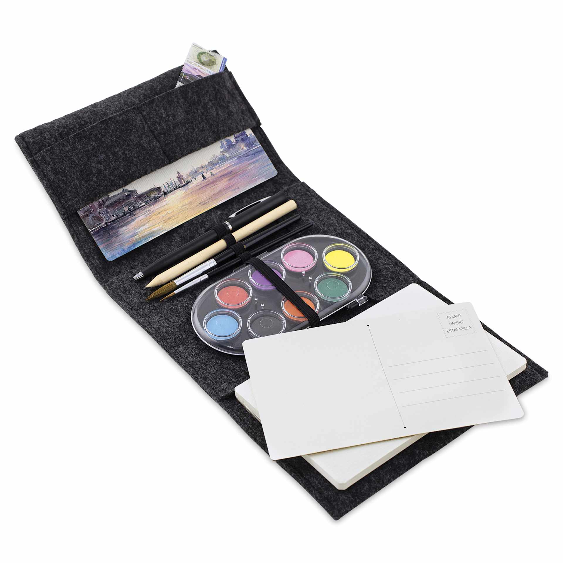 Three By Three Jotblock Travel Postcard Watercolor Paint Set