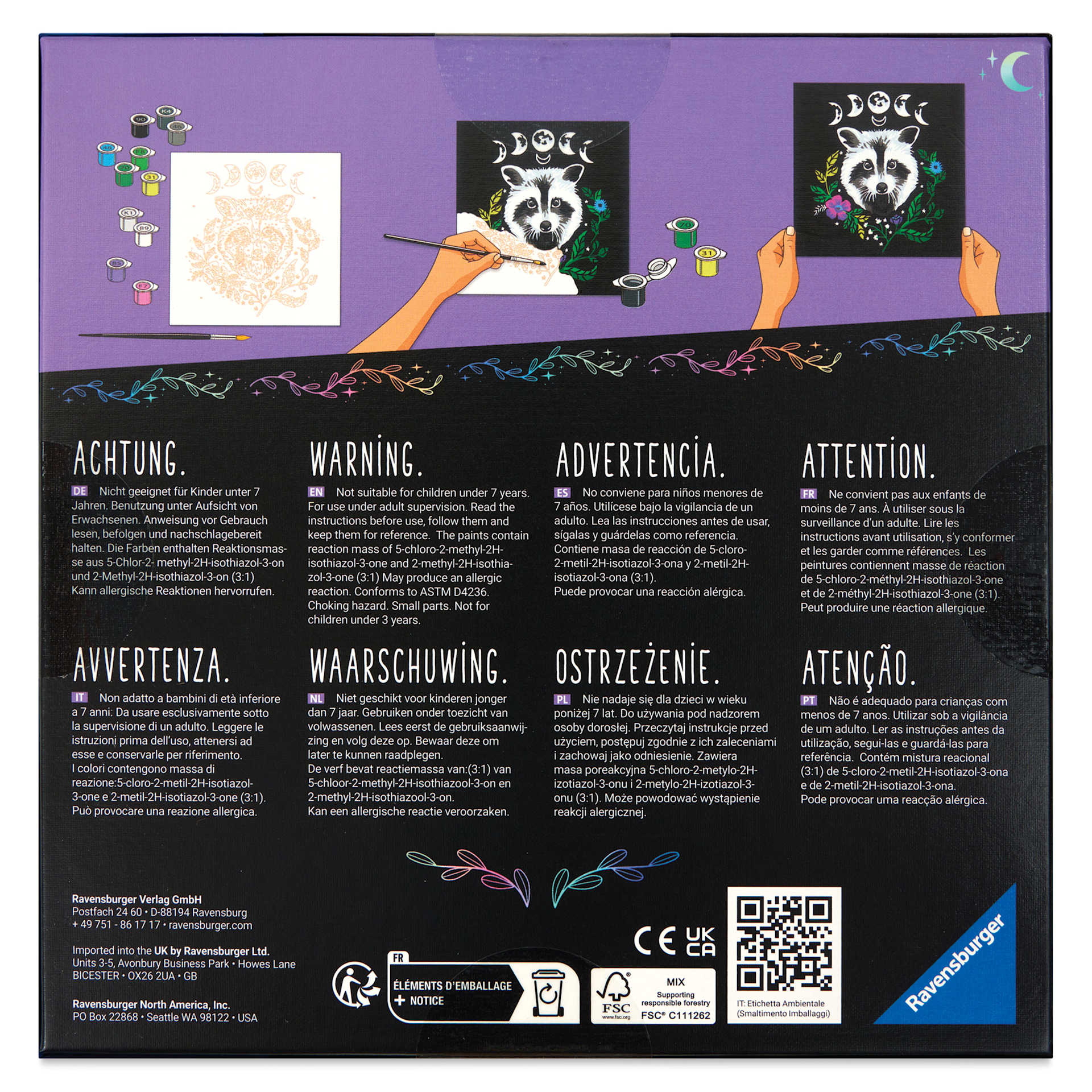 CreArt Pixie Cold Paint By Number Kit - Fox, back of package