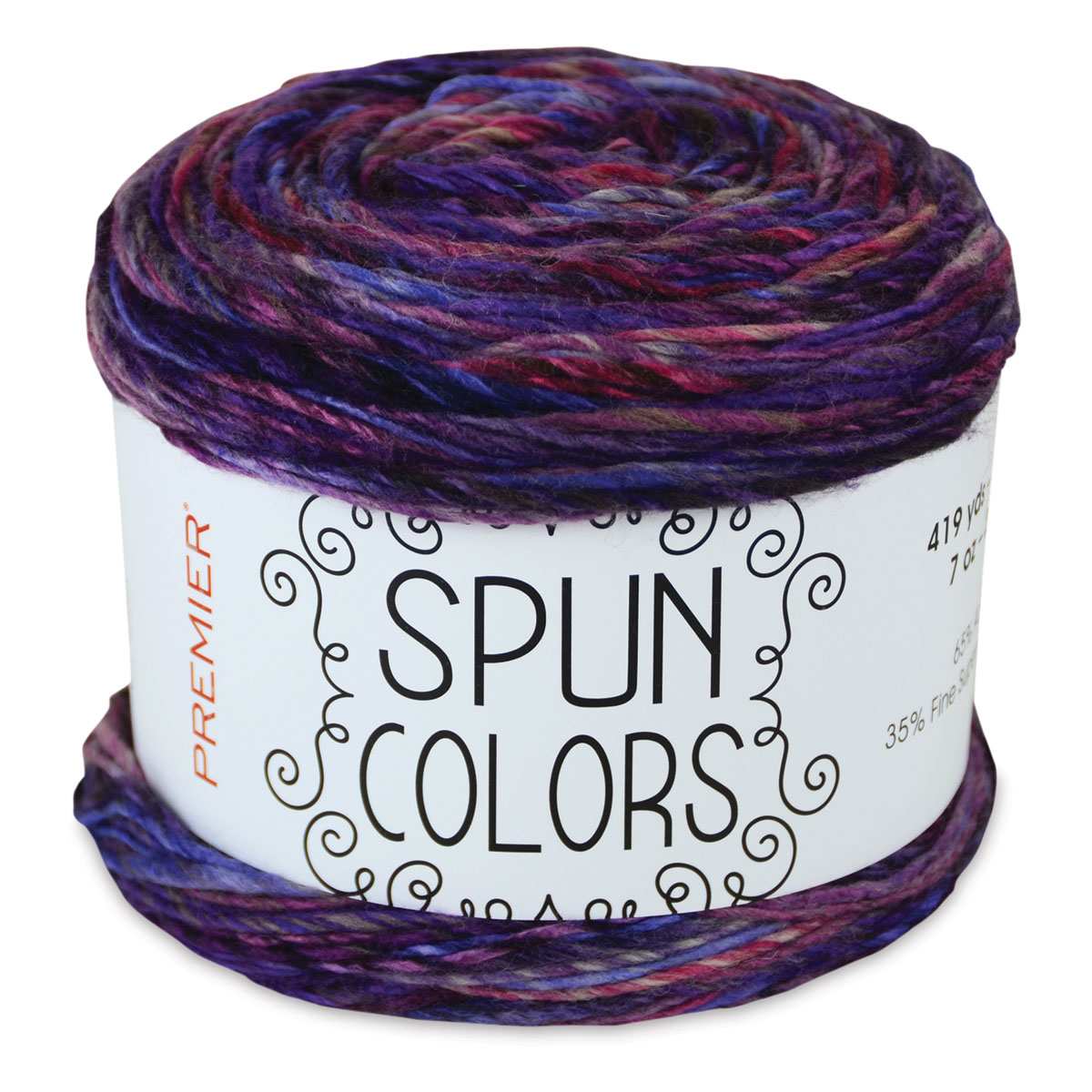 Premier Yarn Spun Colors Yarn - Cake of Mauve Yarn with label
