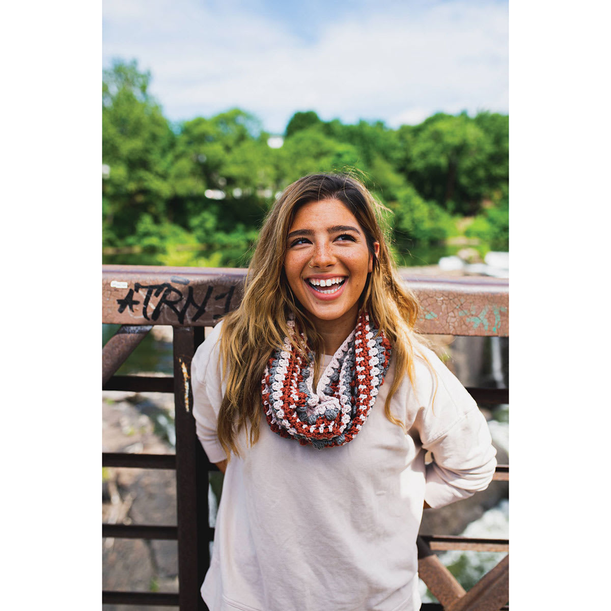 Lion Brand Pima Cotton Yarn (Person wearing scarf)