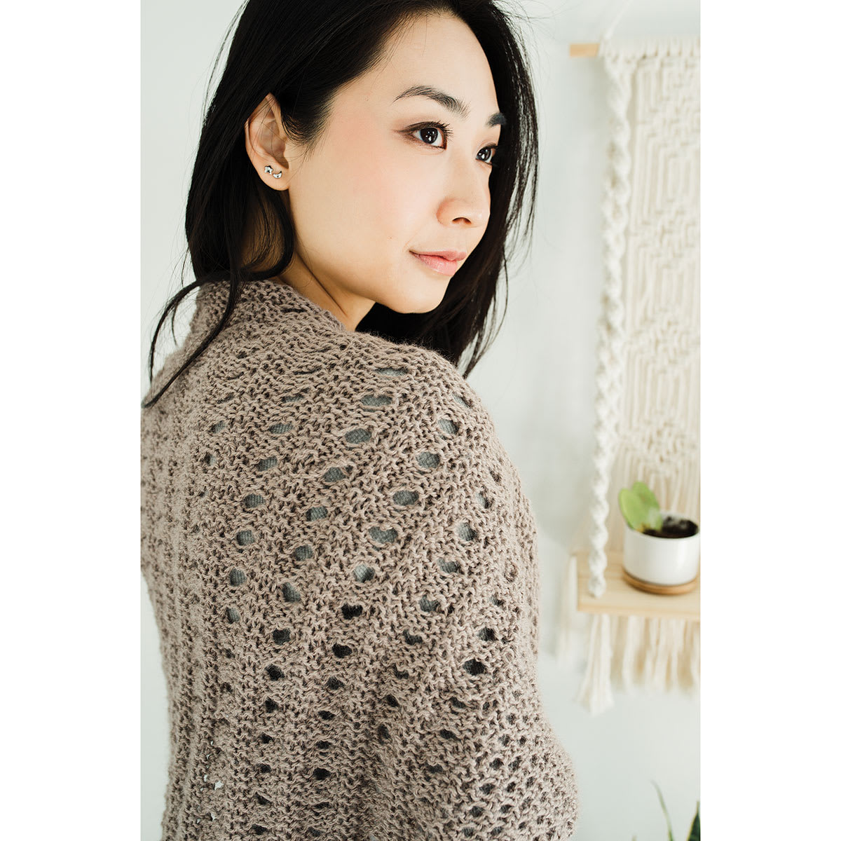Lion Brand Re-Spun Bonus Bundle Yarn (Person wearing shawl)