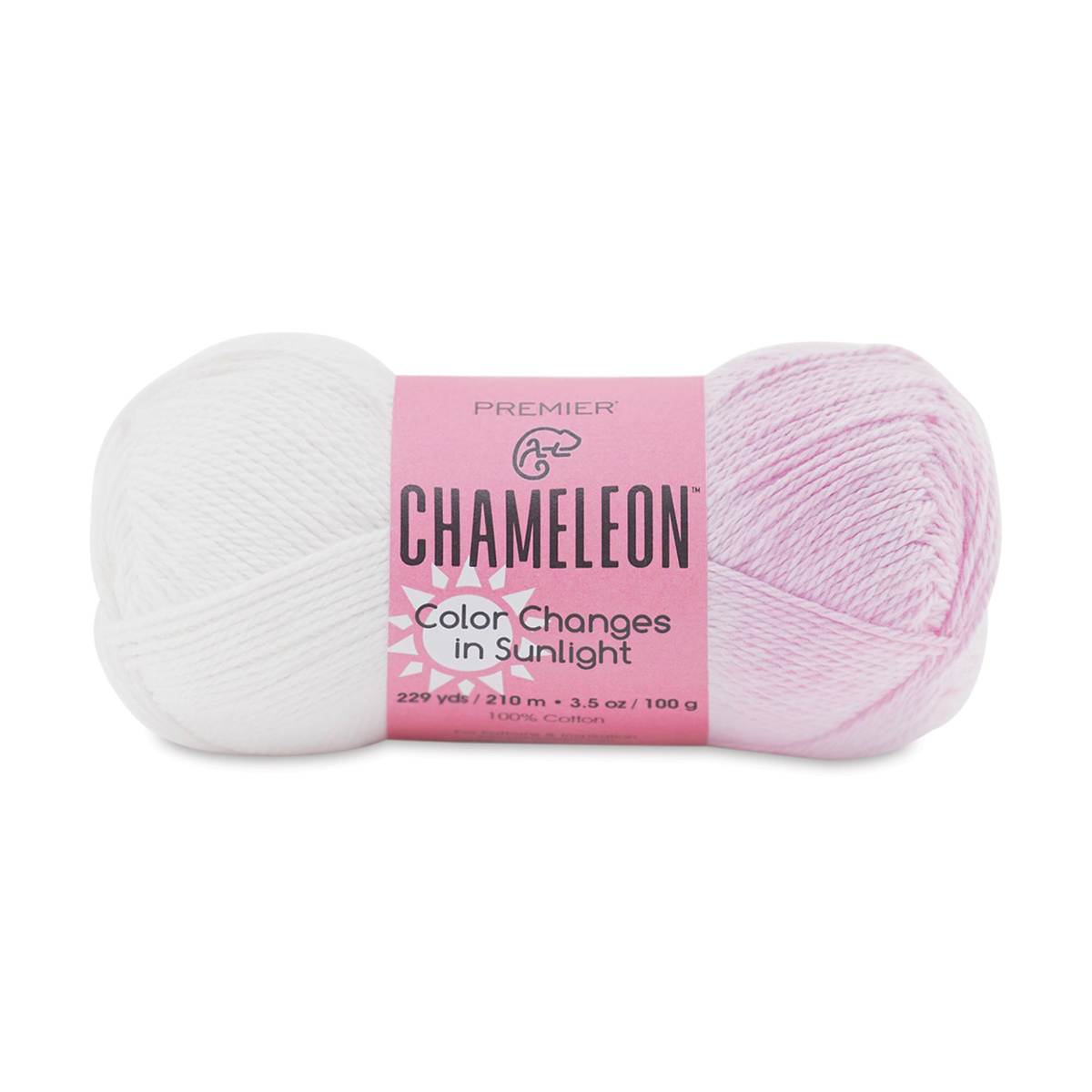 Premier Yarn Chameleon Yarn - White to Pink, 229 yards (Left side not exposed to sunlight, Right side exposed to sunlight)