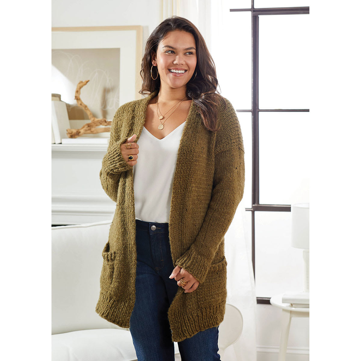 Premier Yarn Sofie Yarn (Person wearing cardigan)