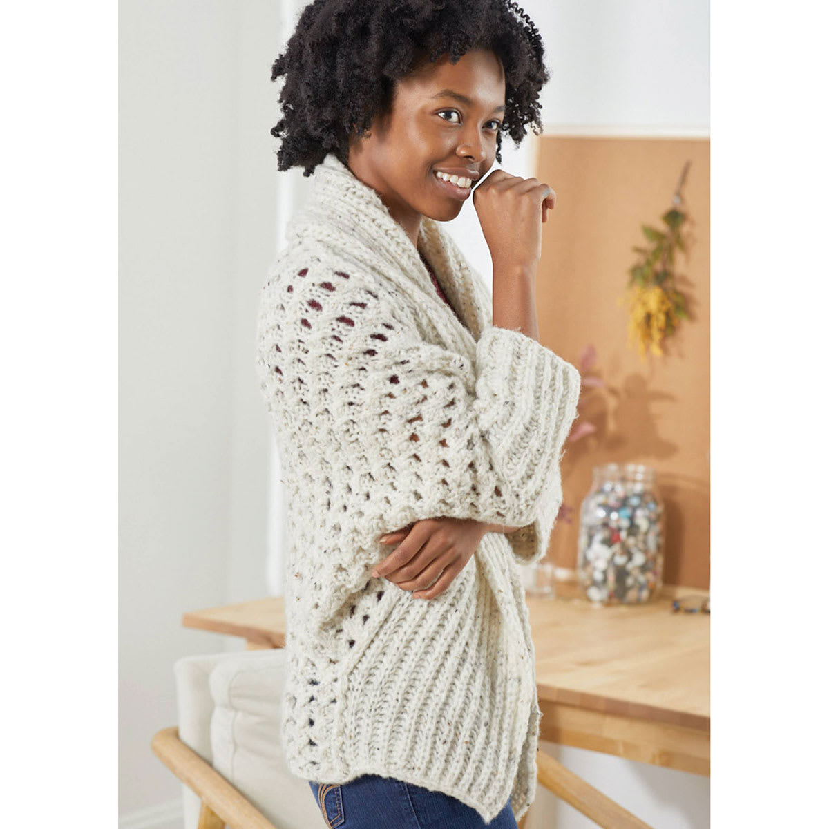 Premier Yarn Sofie Yarn (Person wearing sweater)