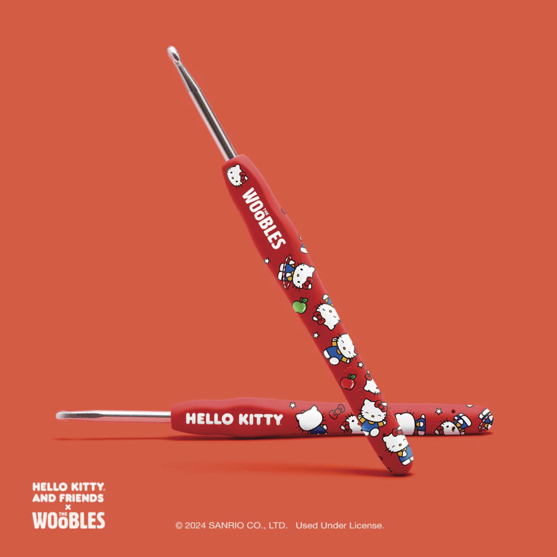 The Woobles Beginner Crochet Amigurumi Kit - Hello Kitty from Hello Kitty - front and back of crochet needle