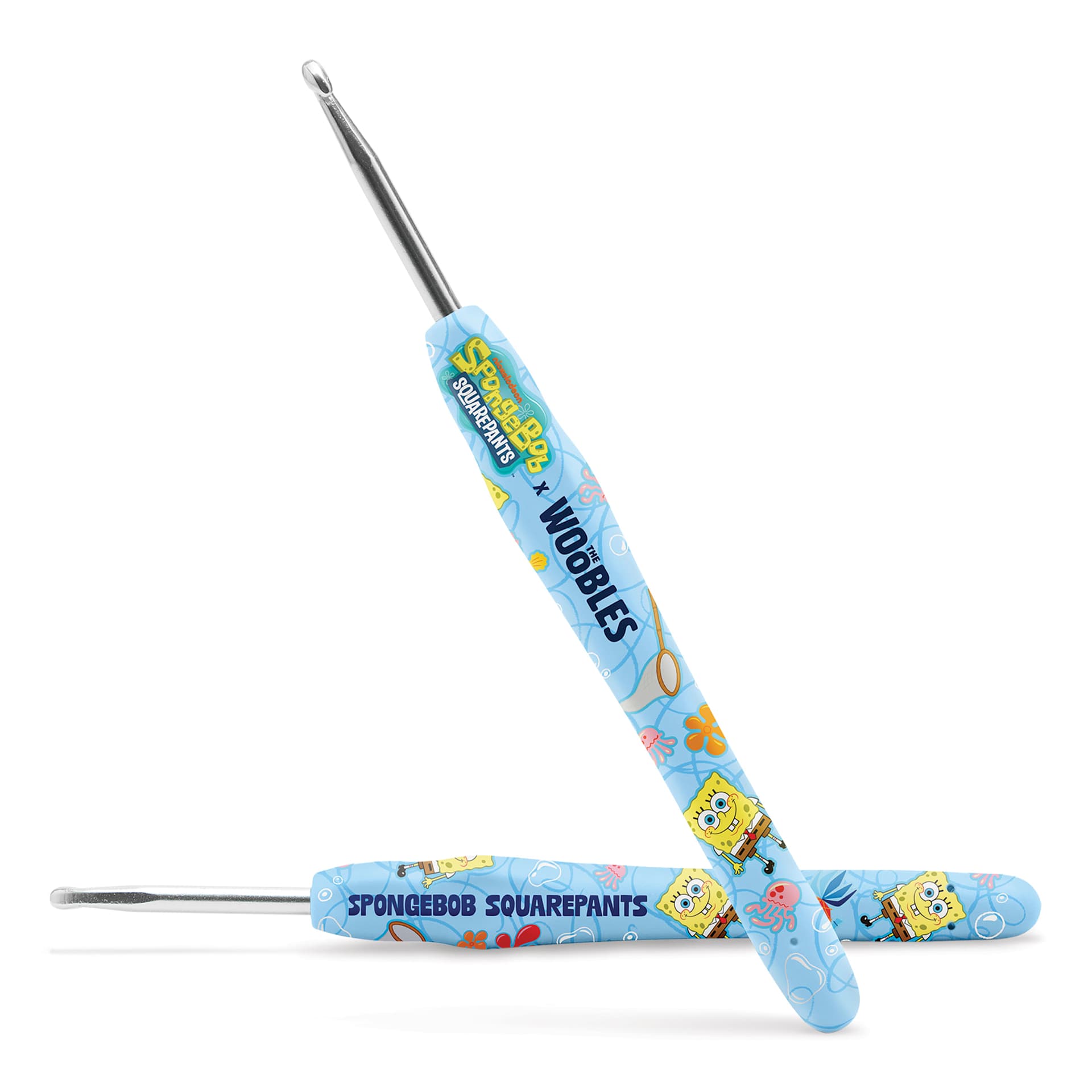 The Woobles Beginner Crochet Amigurumi Kit - SpongeBob Squarepants close up of included crochet hooks