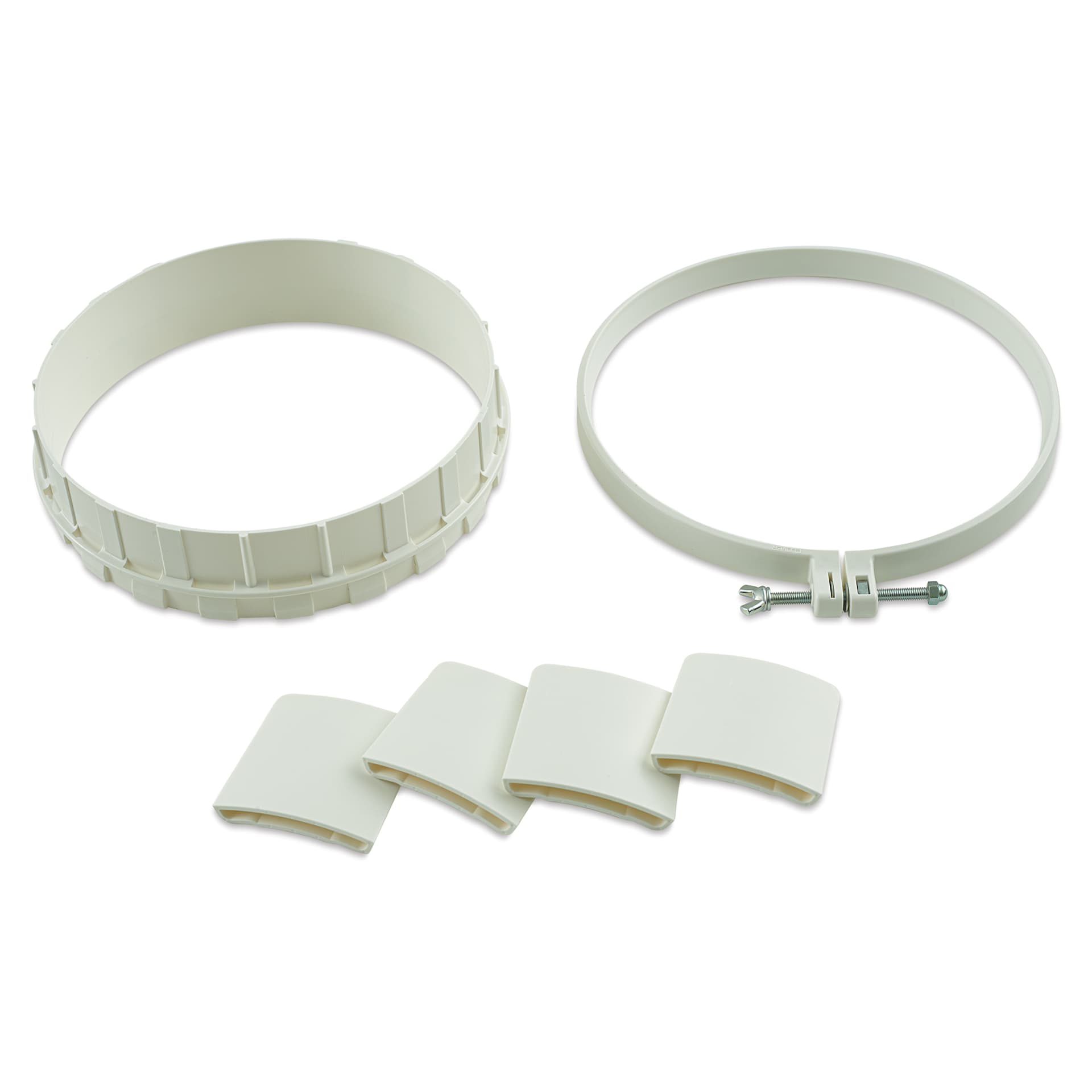 Clover Punch Needle Hoop, contents laid out