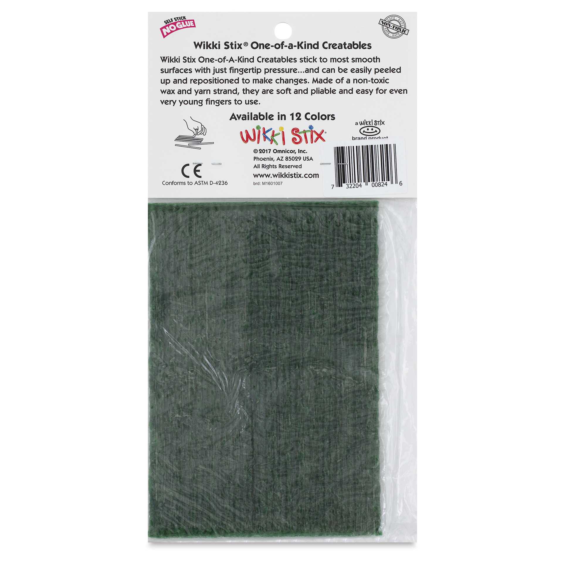 Wikki Stix - Pkg of 36, Forest Green, 6" - back of packaging
