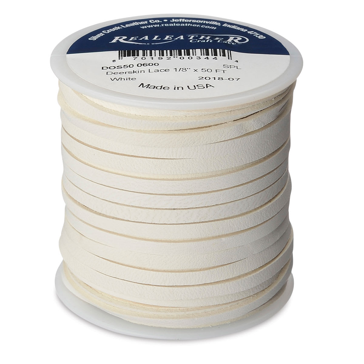 Realeather Deerskin Lace - 1/8" x 50 ft, White