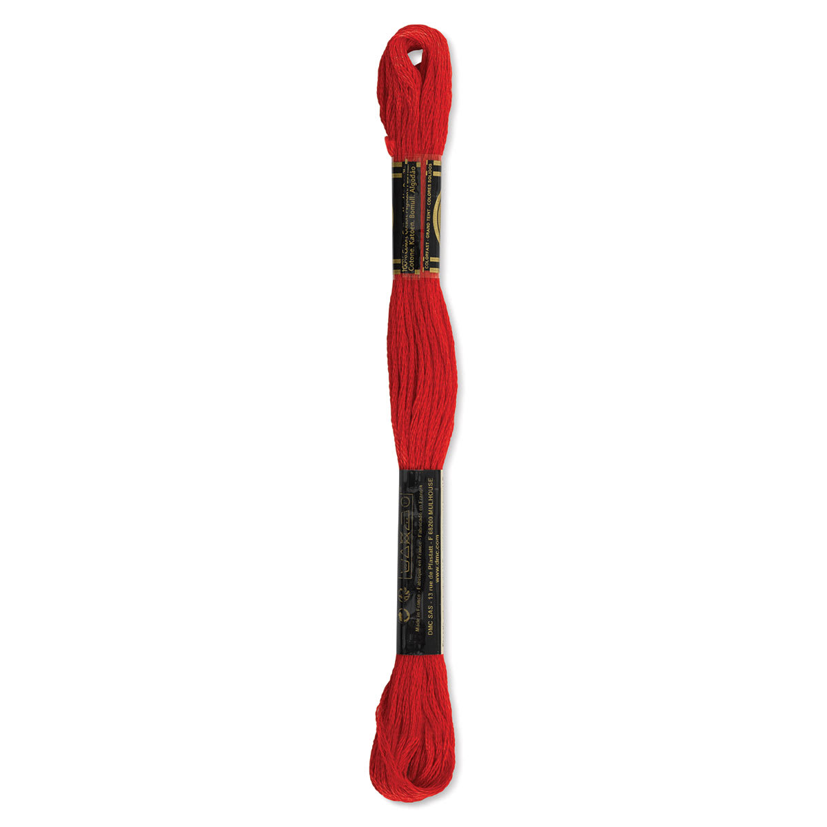DMC Cotton Embroidery Floss - Bright Red, 8-3/4 yards (Back of label)