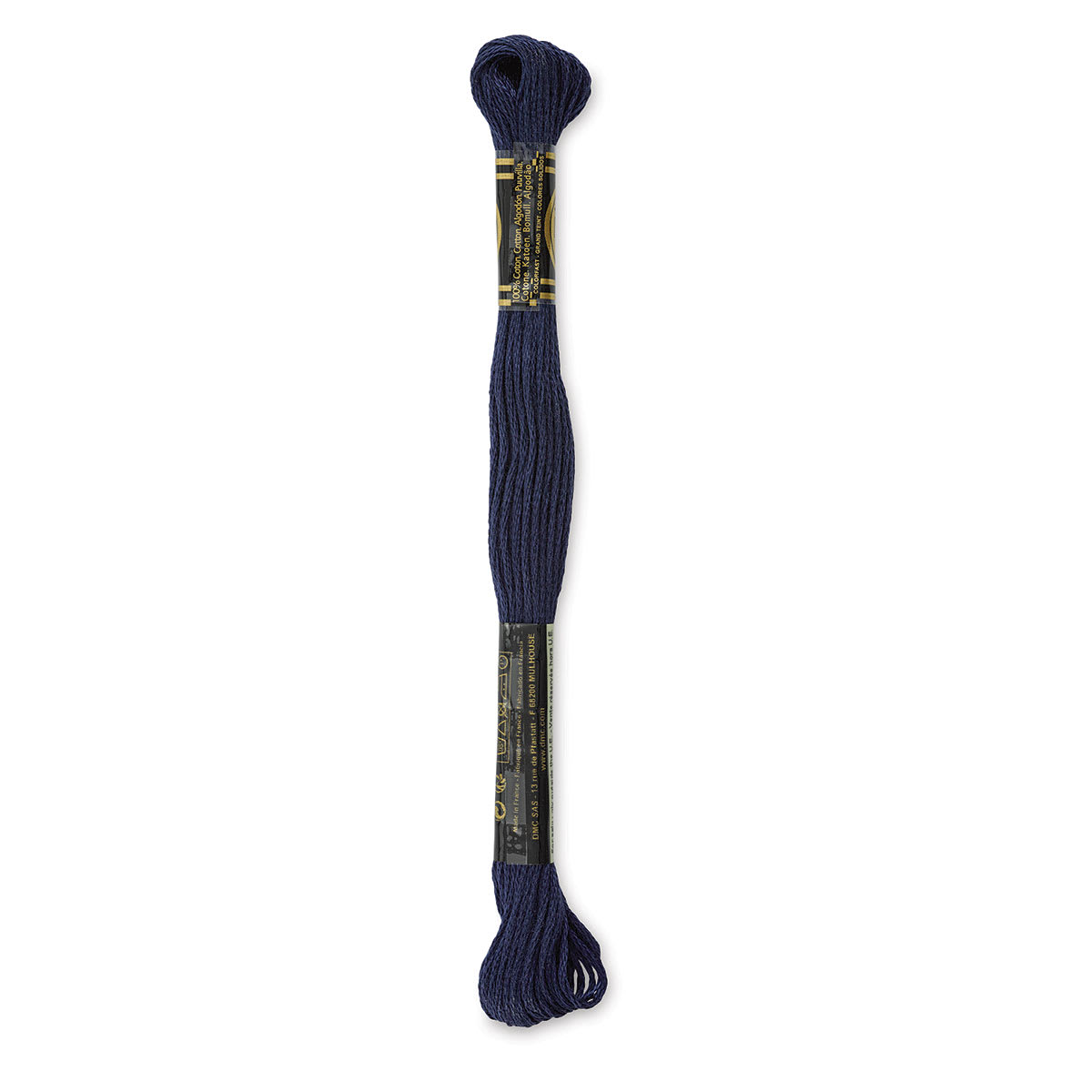 DMC Cotton Embroidery Floss - Dark Navy Blue, 8-3/4 yards (Back of label)