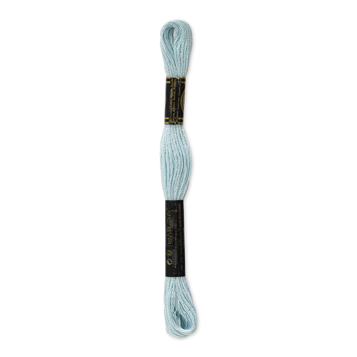 DMC Cotton Embroidery Floss - Very Light Baby Blue, 8-3/4 yards (Back of label)