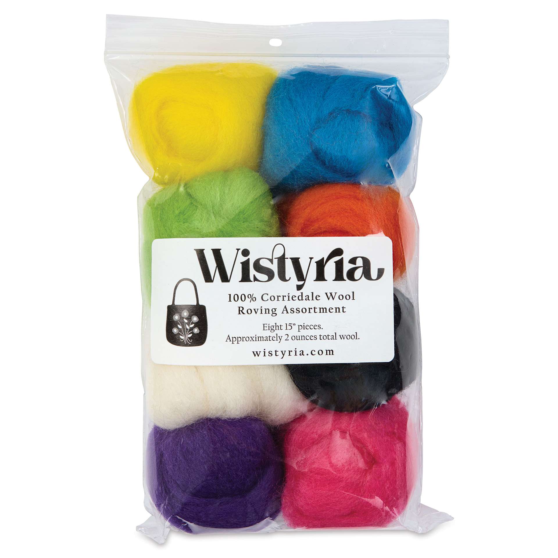 Wistyria Editions Wool Roving - Brights, Pkg of 8 - front of packaging