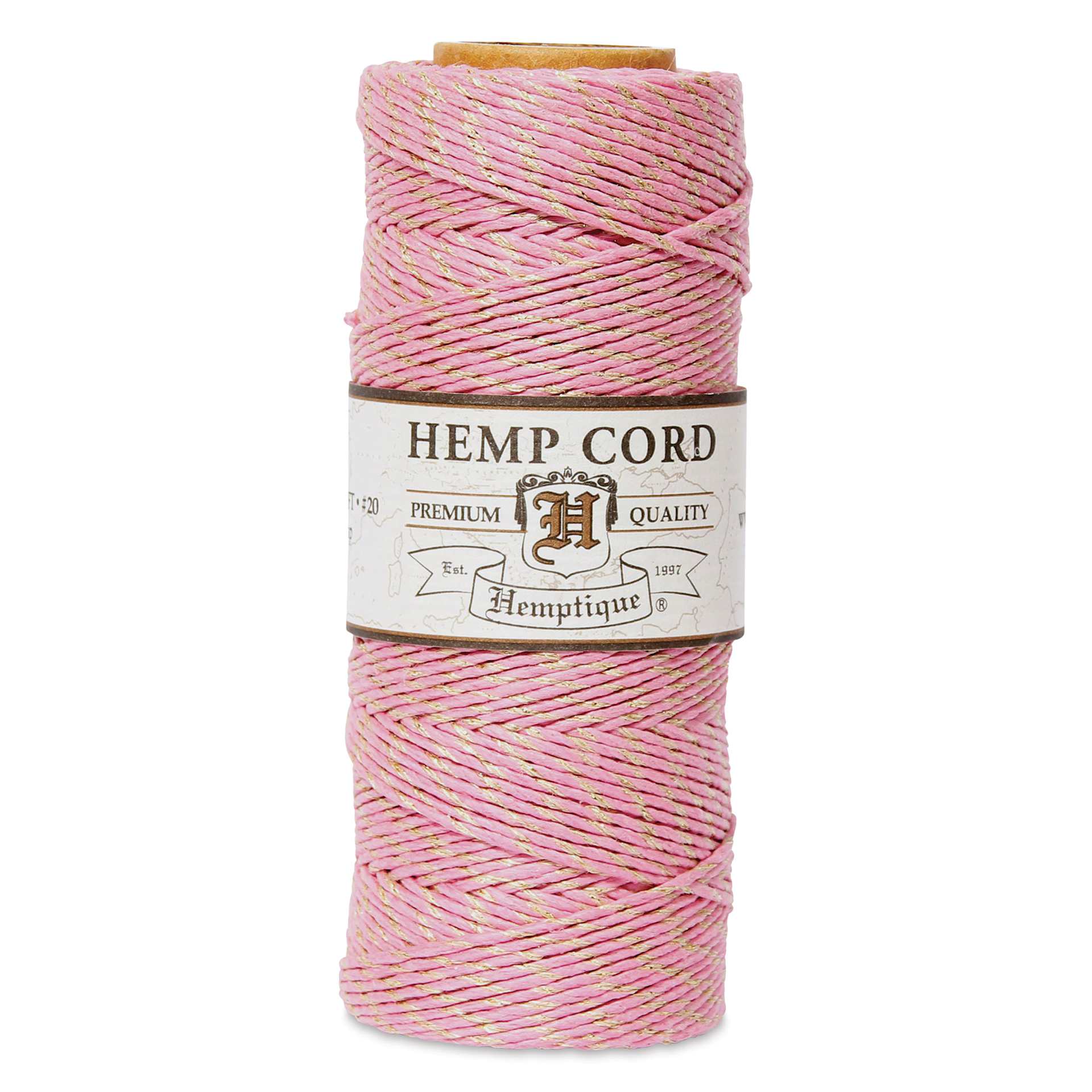 Hemptique Hemp Cord Spool - Pink & Gold, 1 mm x 205 ft