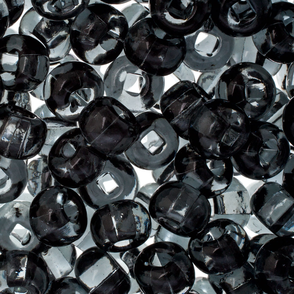 John Bead Czech Seed Beads - Gray, Transparent, Square Hole, 32/0 - close-up