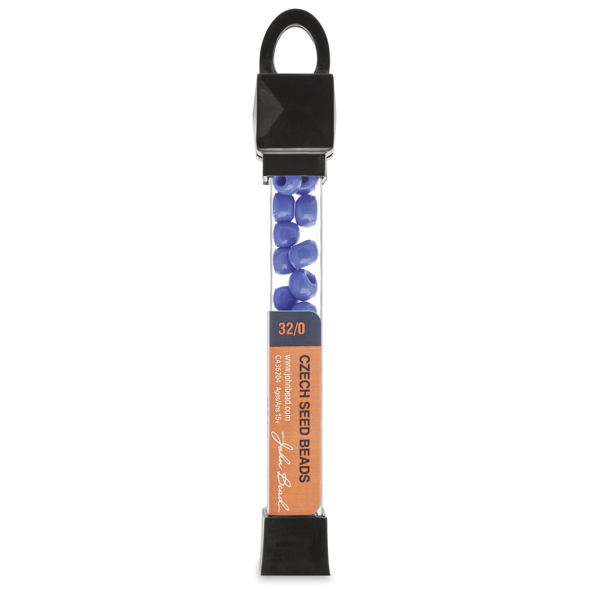 John Bead Czech Seed Beads - Light Royal Blue, Transparent, 32/0, 19 g vial