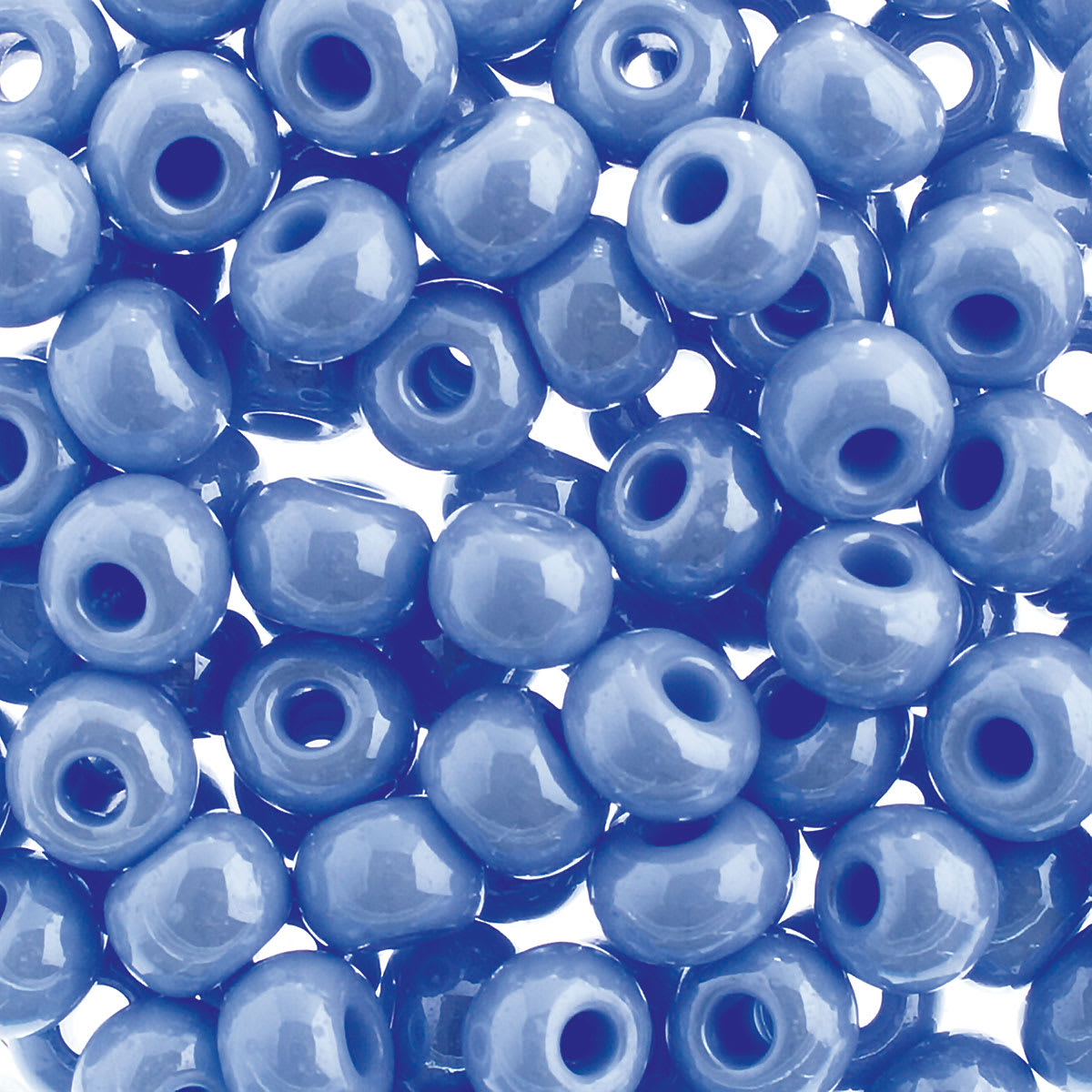 John Bead Czech Seed Beads - Powder Blue, Opaque Luster, 32/0 - close-up
