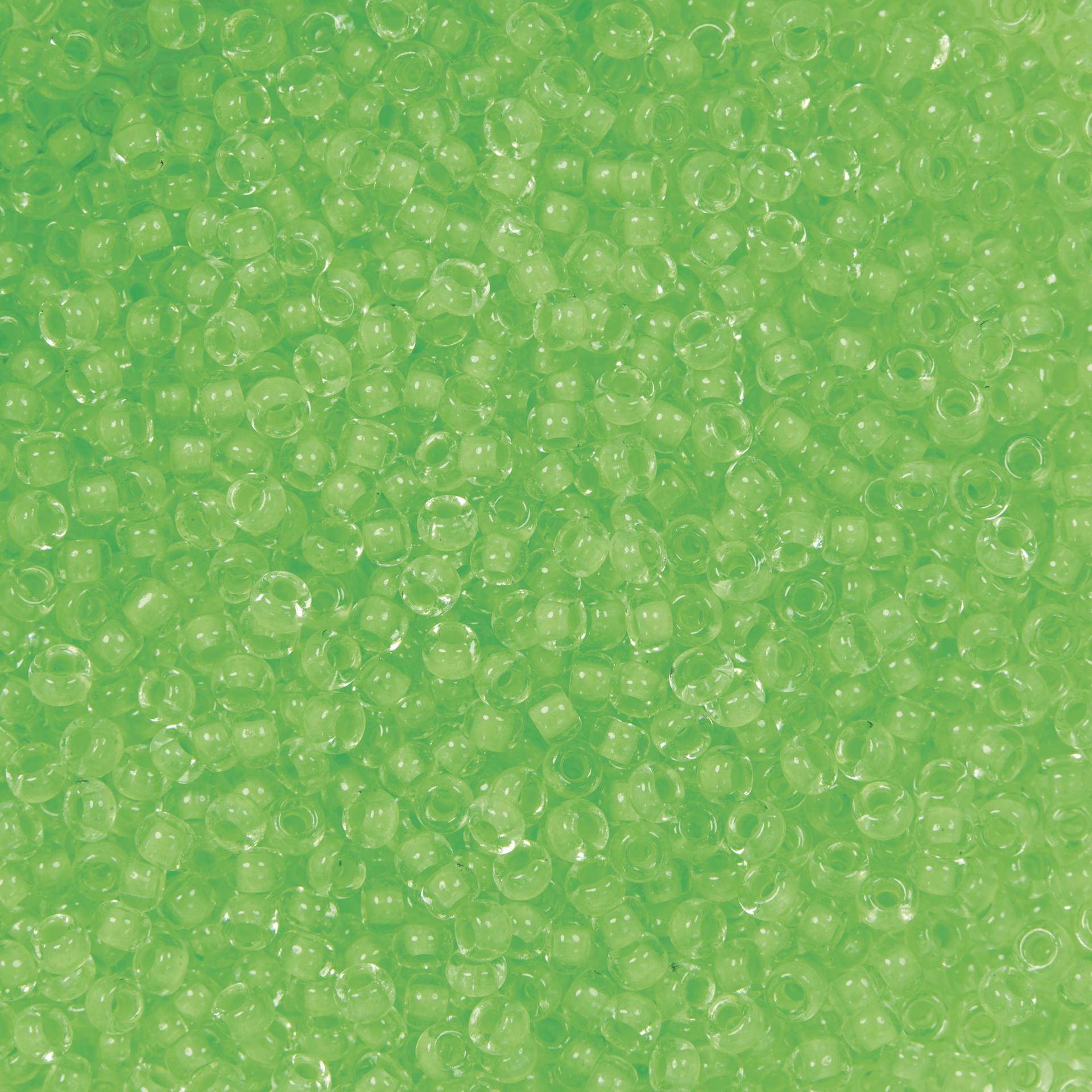 John Bead 11/0 Czech Glass Seed Beads - Neon Green, Color Lined