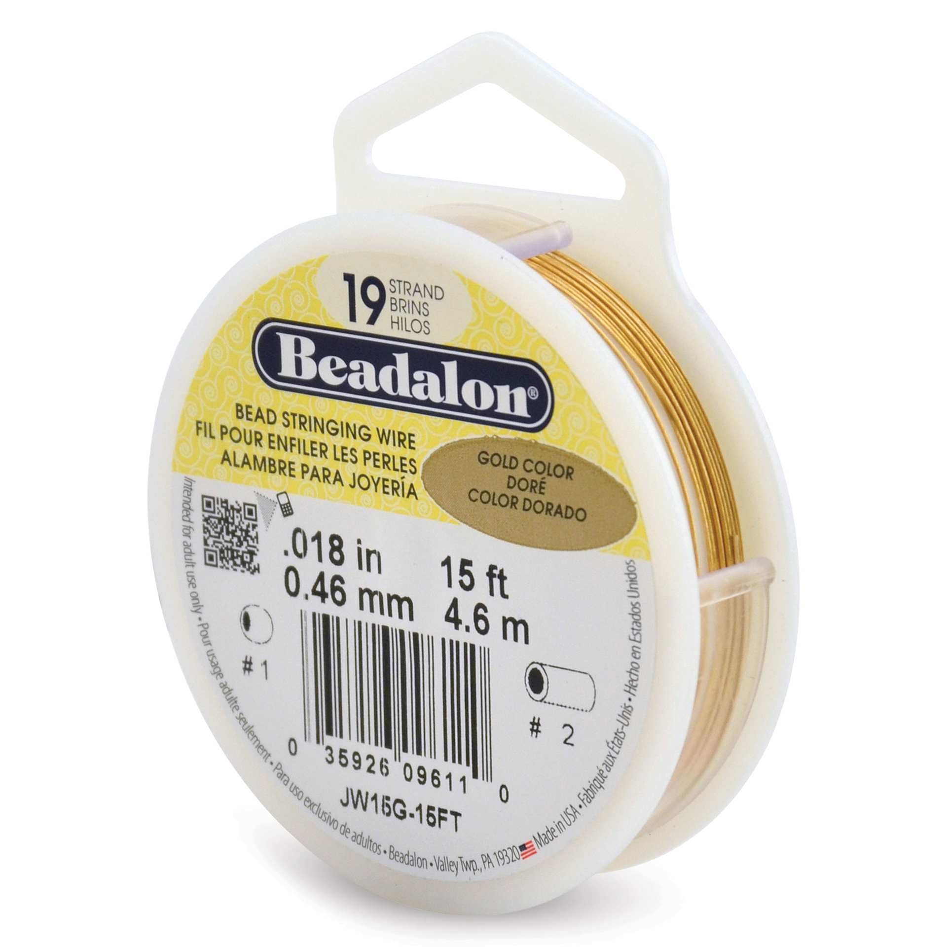 Beadalon 19 Strand Bead Stringing Wire - Gold, 0.018" x 15 ft.