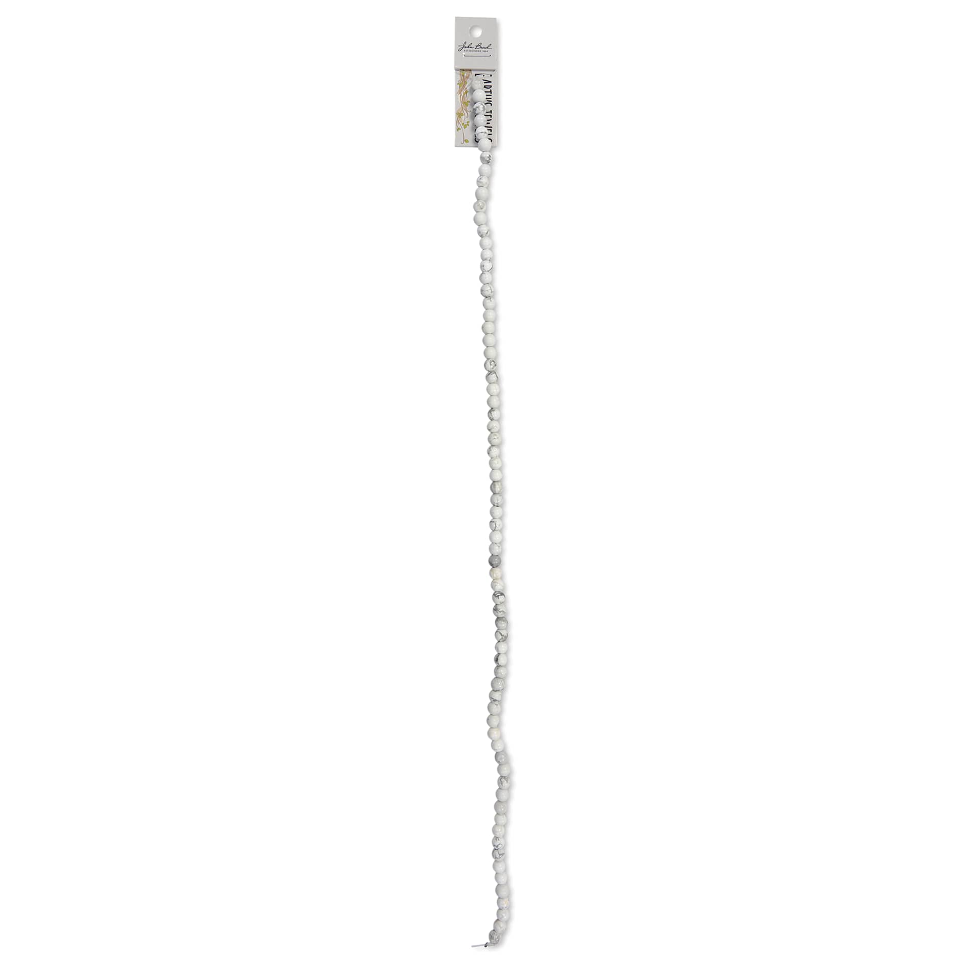 John Bead Earth's Jewels Howlite Beads - Round, 6 mm, 16" Strand