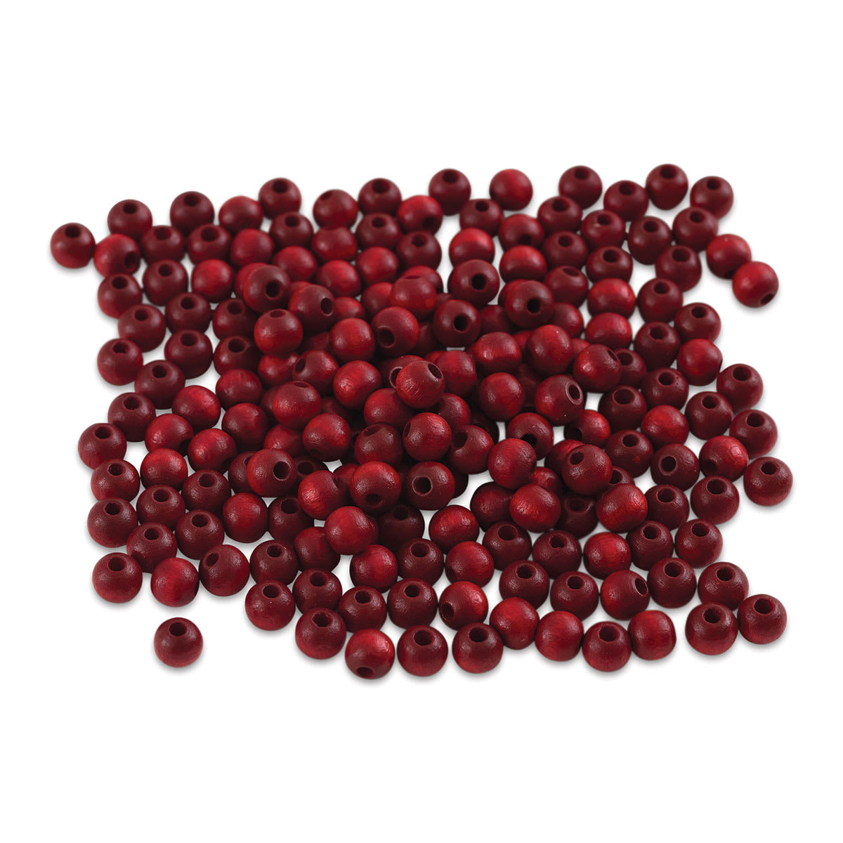 John Bead Euro Wood Beads - Red, Round, 6 mm, Pkg of 200
