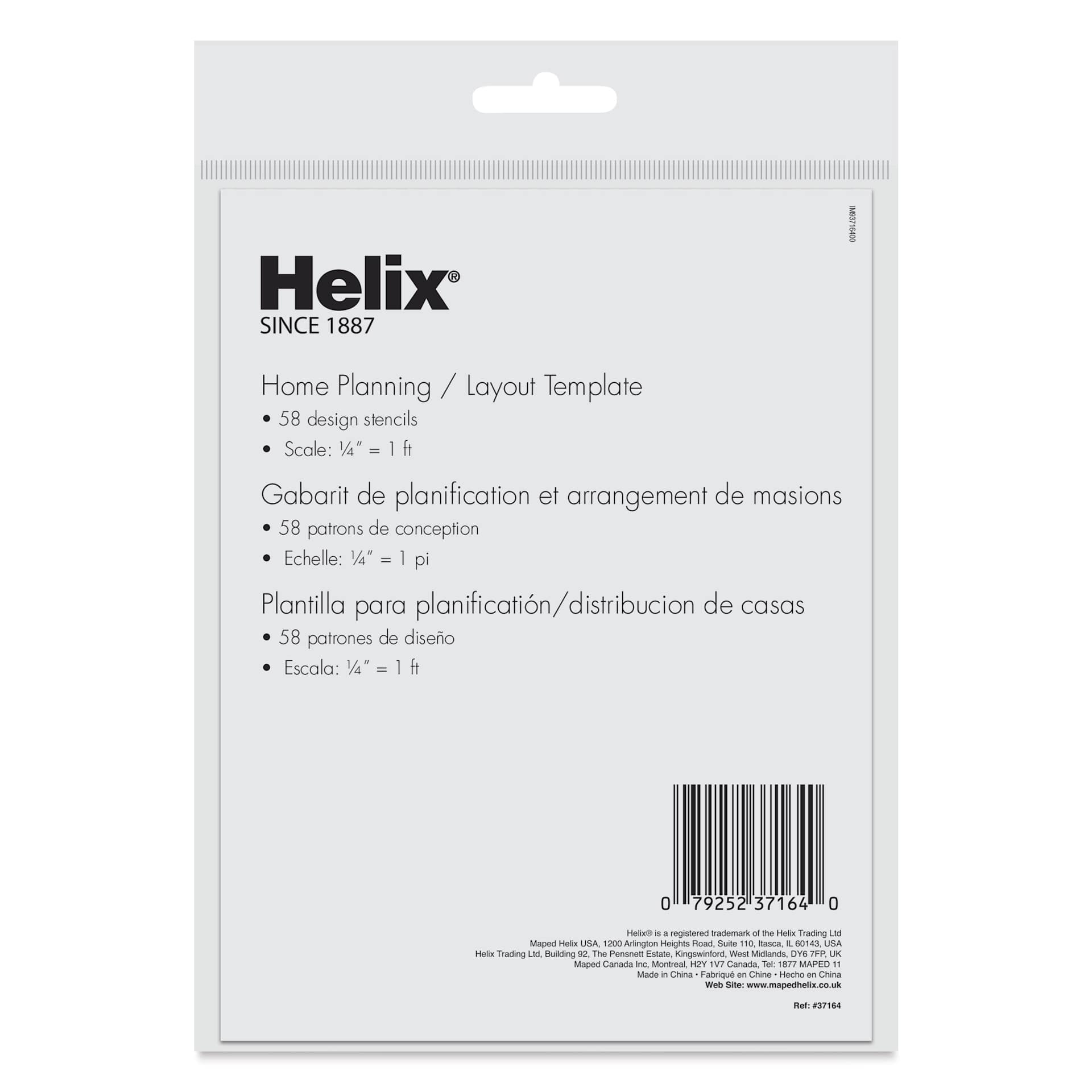 Helix Architectural Template - Home Planning, 6.13" x 9.75", back of packaging