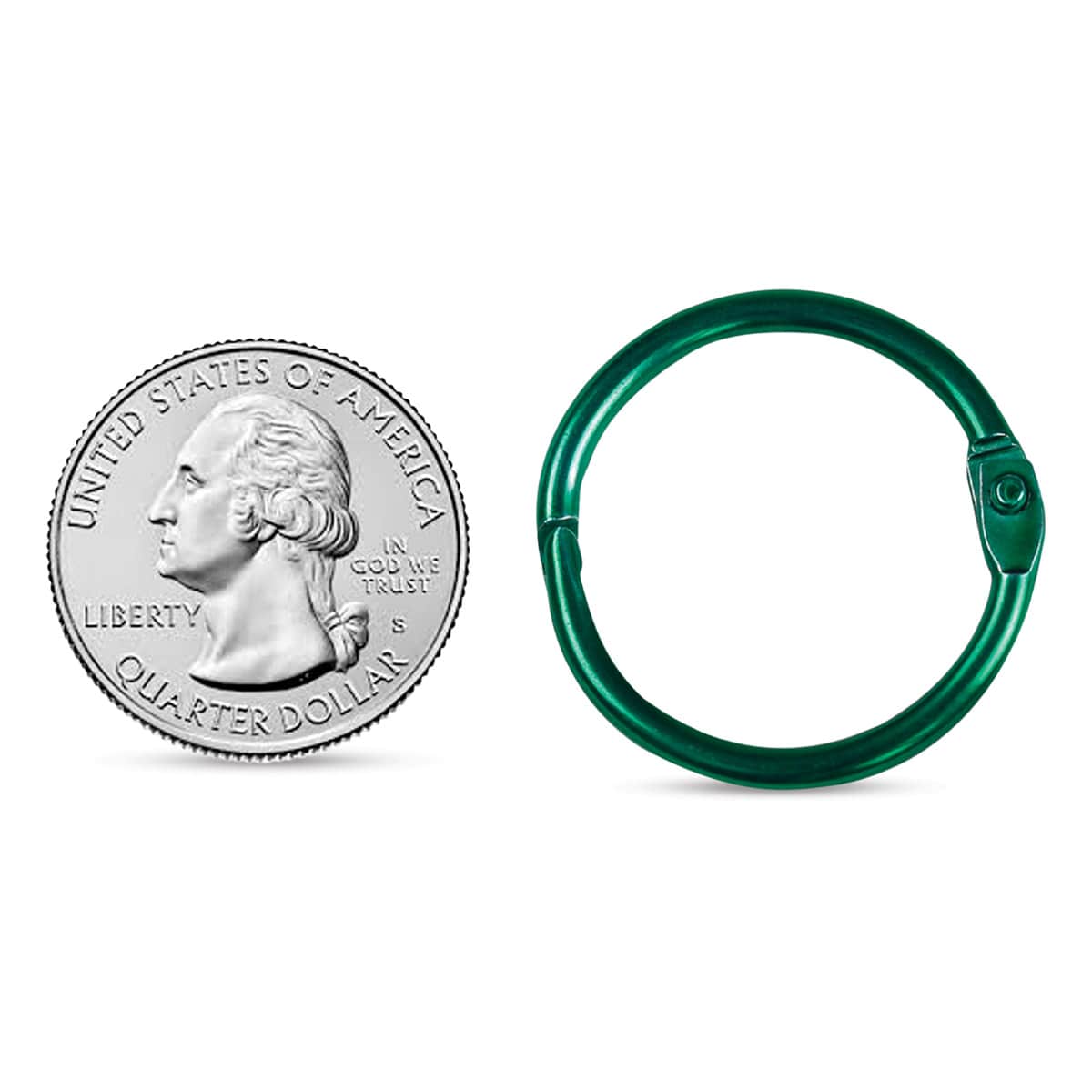 Hygloss Book Rings - Colored, Pkg of 50, 1" - ring next to quarter