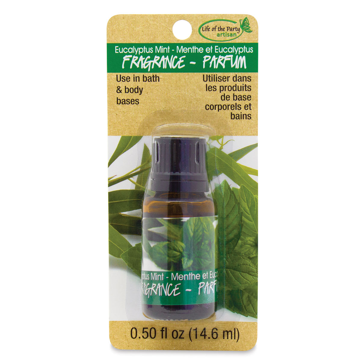 Life of the Party Soap Fragrances - Front of blister package of Eucalyptus Mint fragrance
