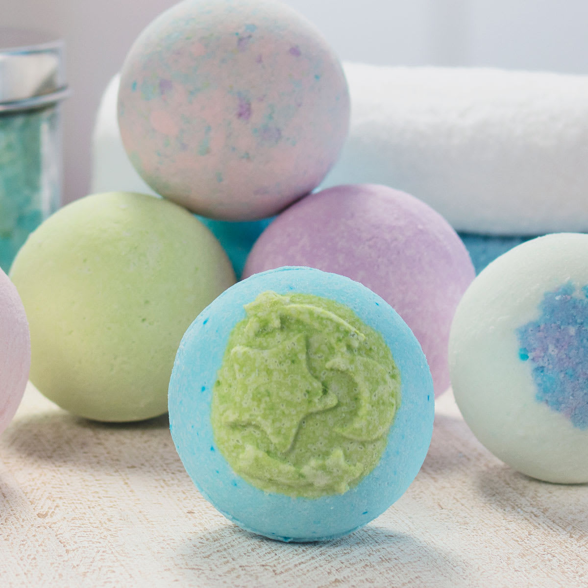 Life of the Party Bath Bomb Kit - 5 completed Bath bombs shown stacked