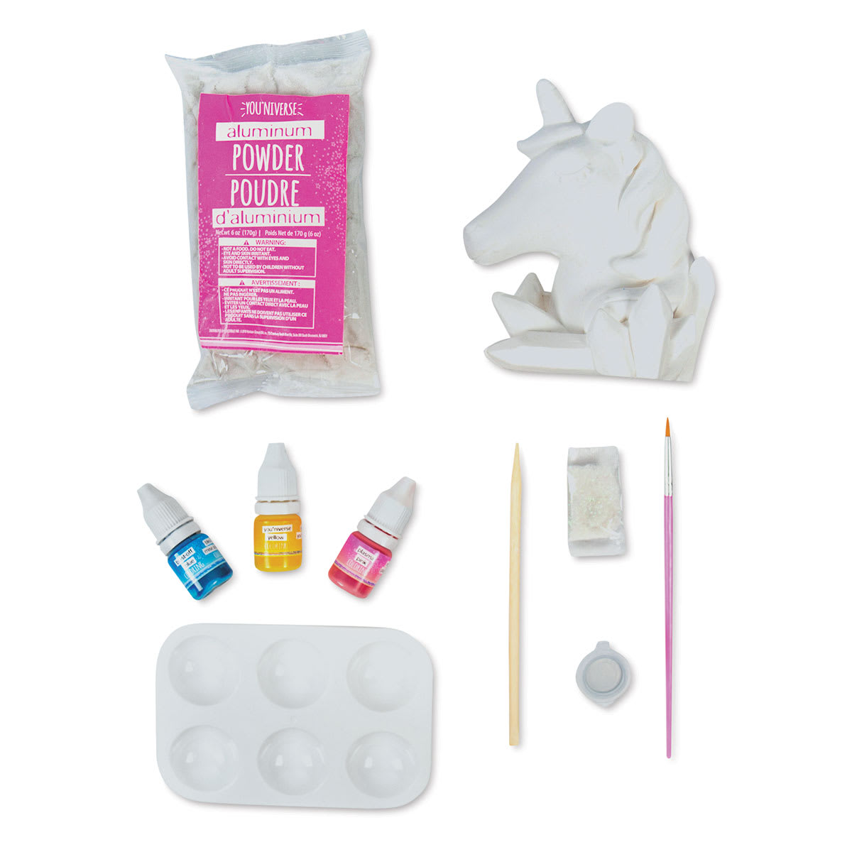 Youniverse Crystal Growing Unicorn Kit - Components of Kit shown