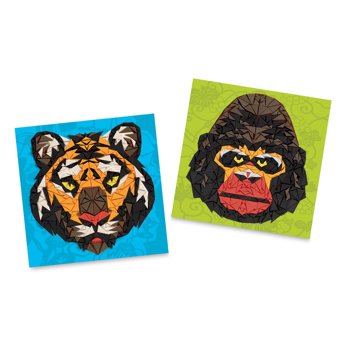 Djeco Mosaics Kits - Finished mosaics of Tiger and Gorilla from Kahn Kit