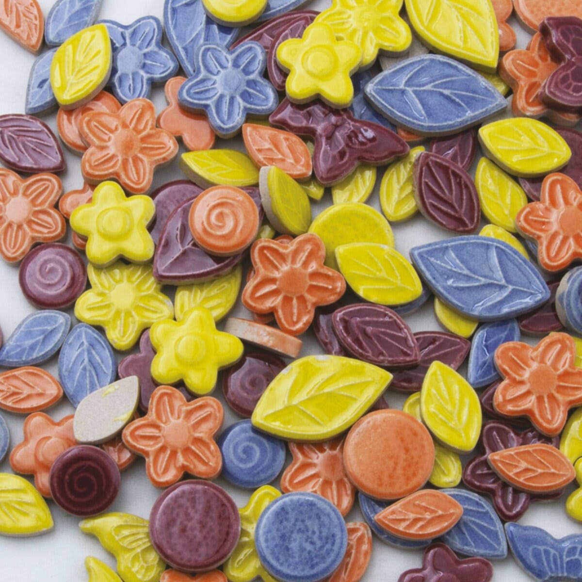 Milestones Ceramic Mosaic Tiles - Garden Shapes, 12 oz (Close-up of tiles)