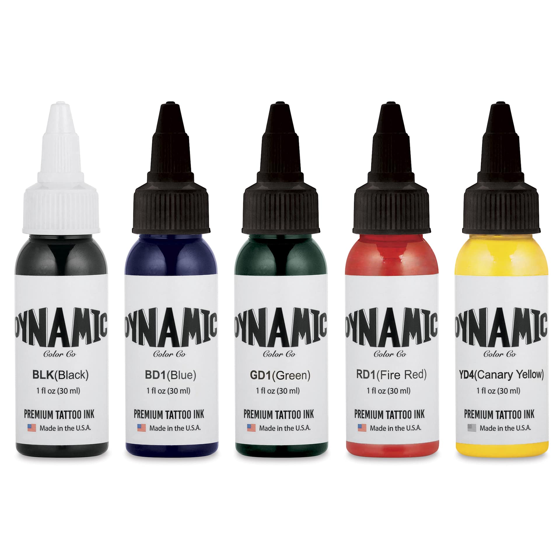 Dynamic Color Tattoo Ink - Set of 5, Traditional Set, 1 oz bottles, contents