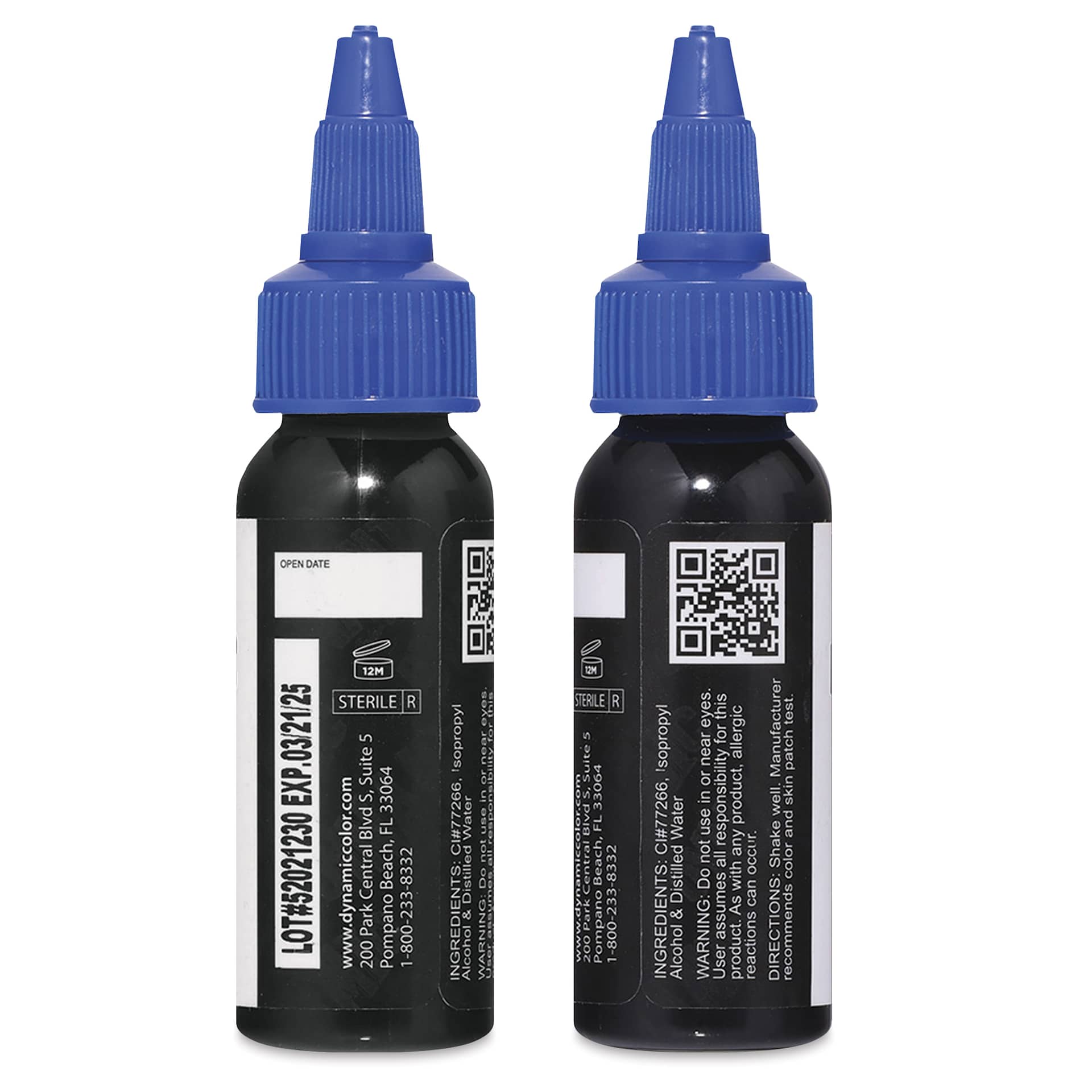 Dynamic Color Tattoo Ink - Triple Black, 1 oz bottle, sides of bottle
